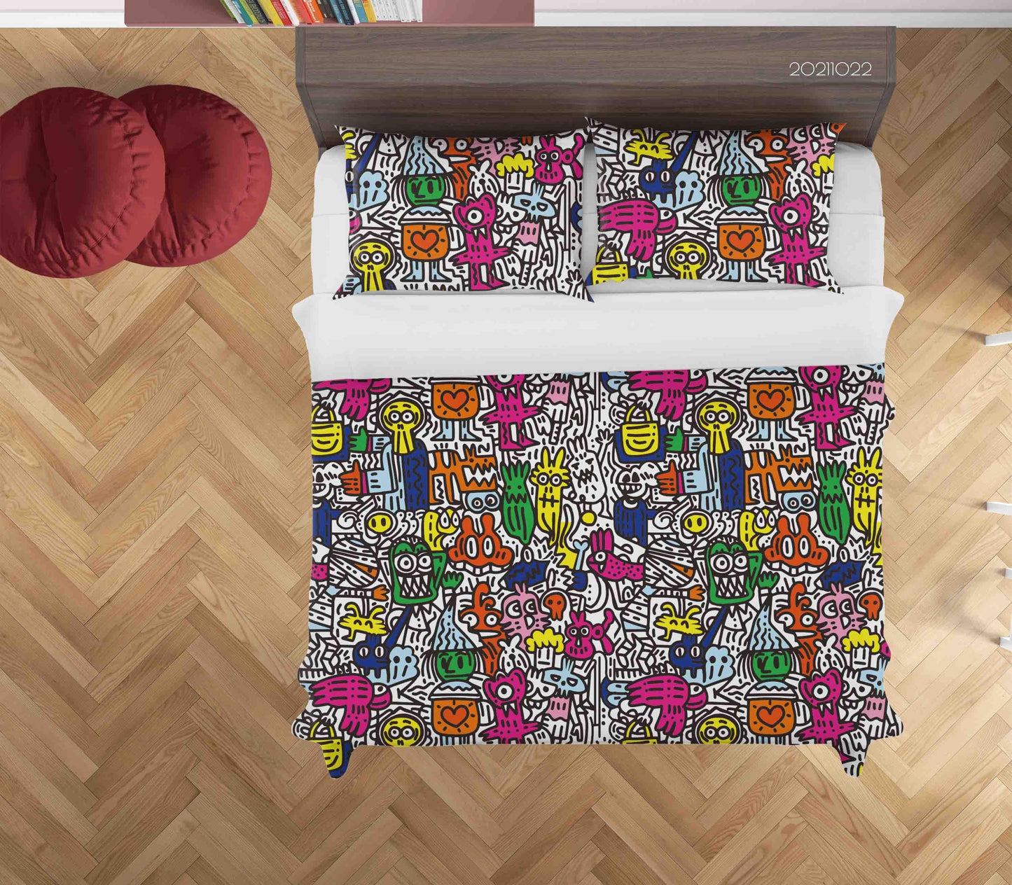 3D Abstract Color Monster Graffiti Quilt Cover Set Bedding Set Duvet Cover Pillowcases 28