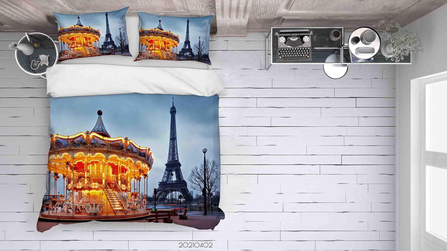 3D Carousel Tower Landscape Quilt Cover Set Bedding Set Duvet Cover Pillowcases 75 LQH