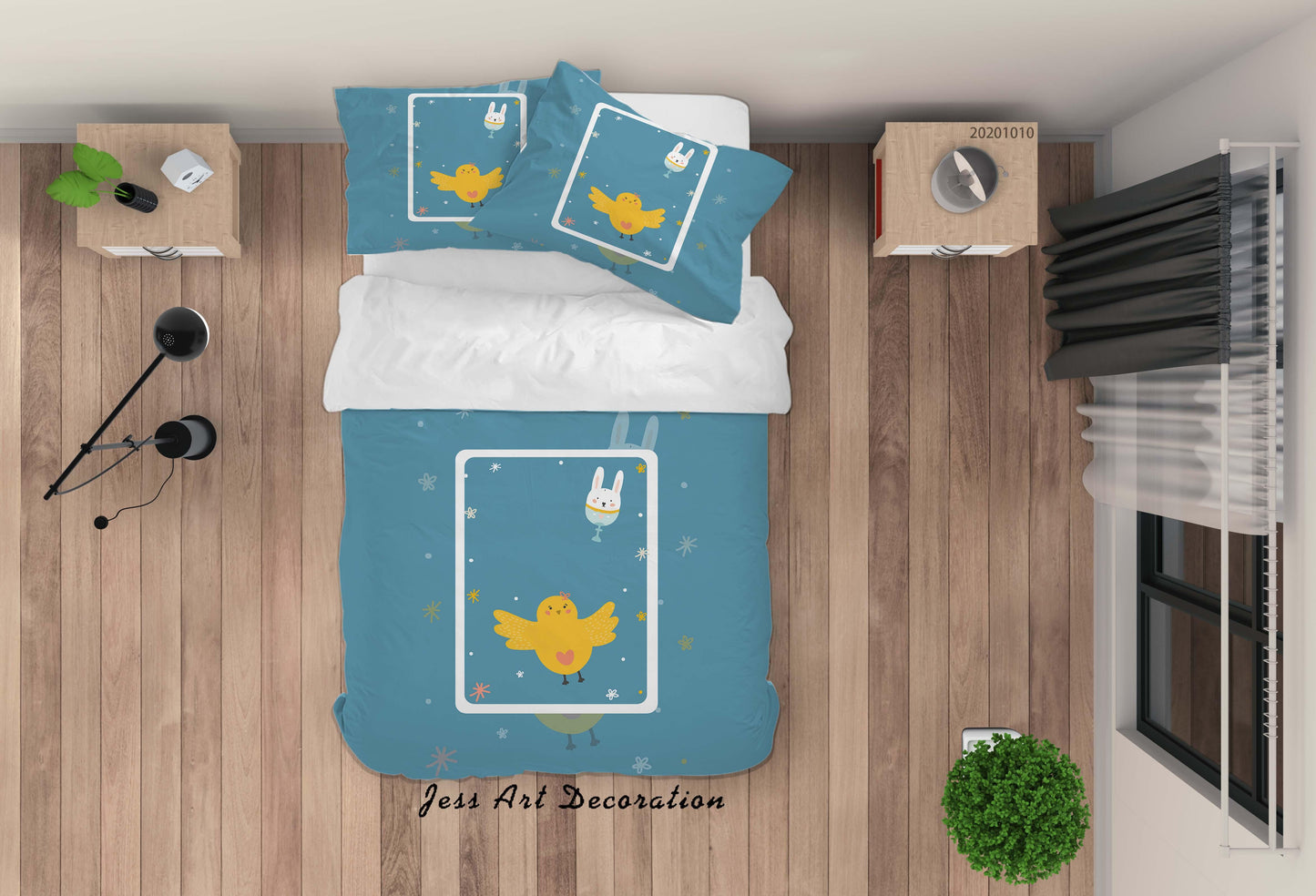 3D Cartoon Cute Animal Bird Quilt Cover Set Bedding Set Duvet Cover Pillowcases WJ 9554