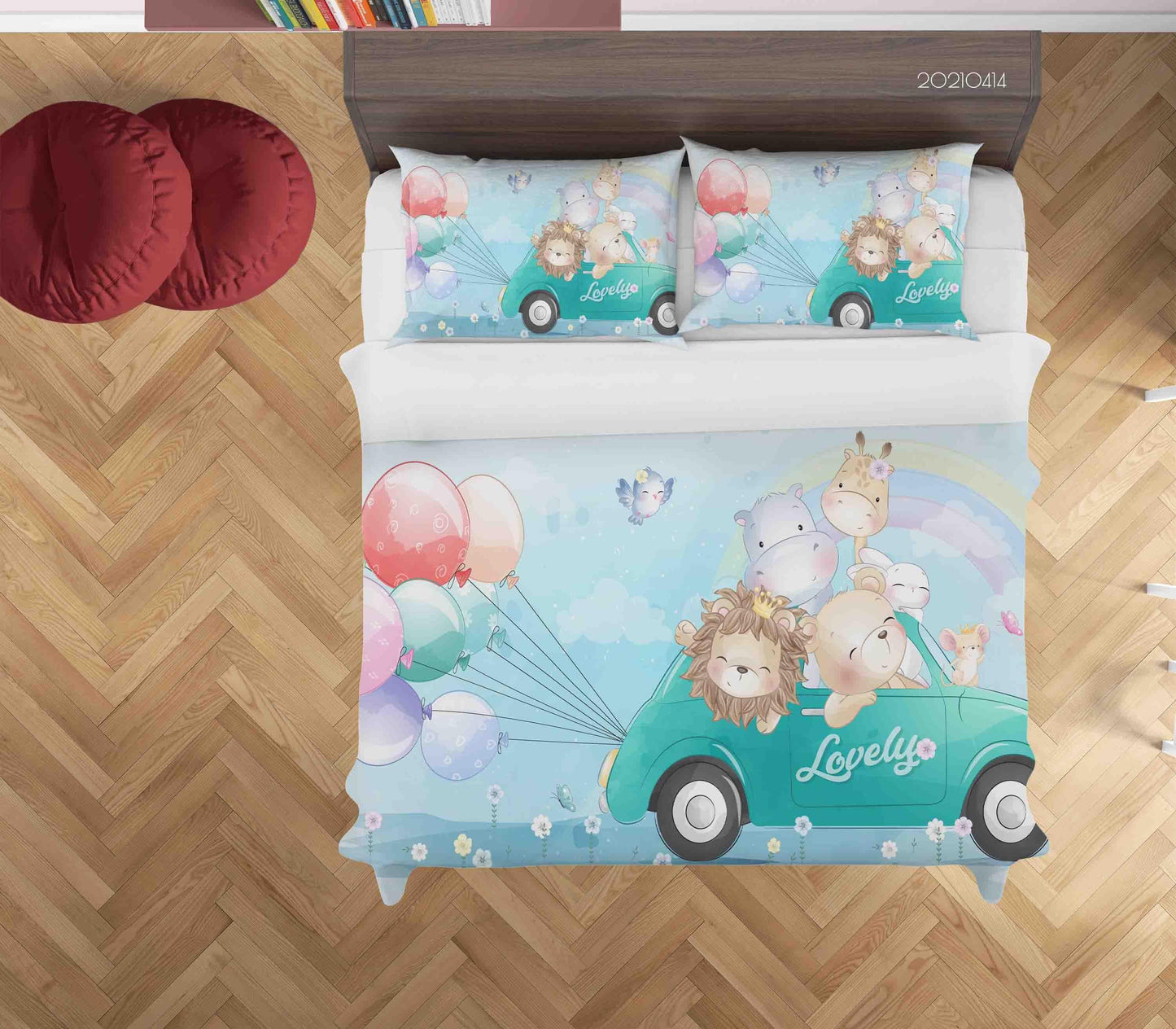 3D Cartoon Cute Animal Balloon Quilt Cover Set Bedding Set Duvet Cover Pillowcases 88 LQH