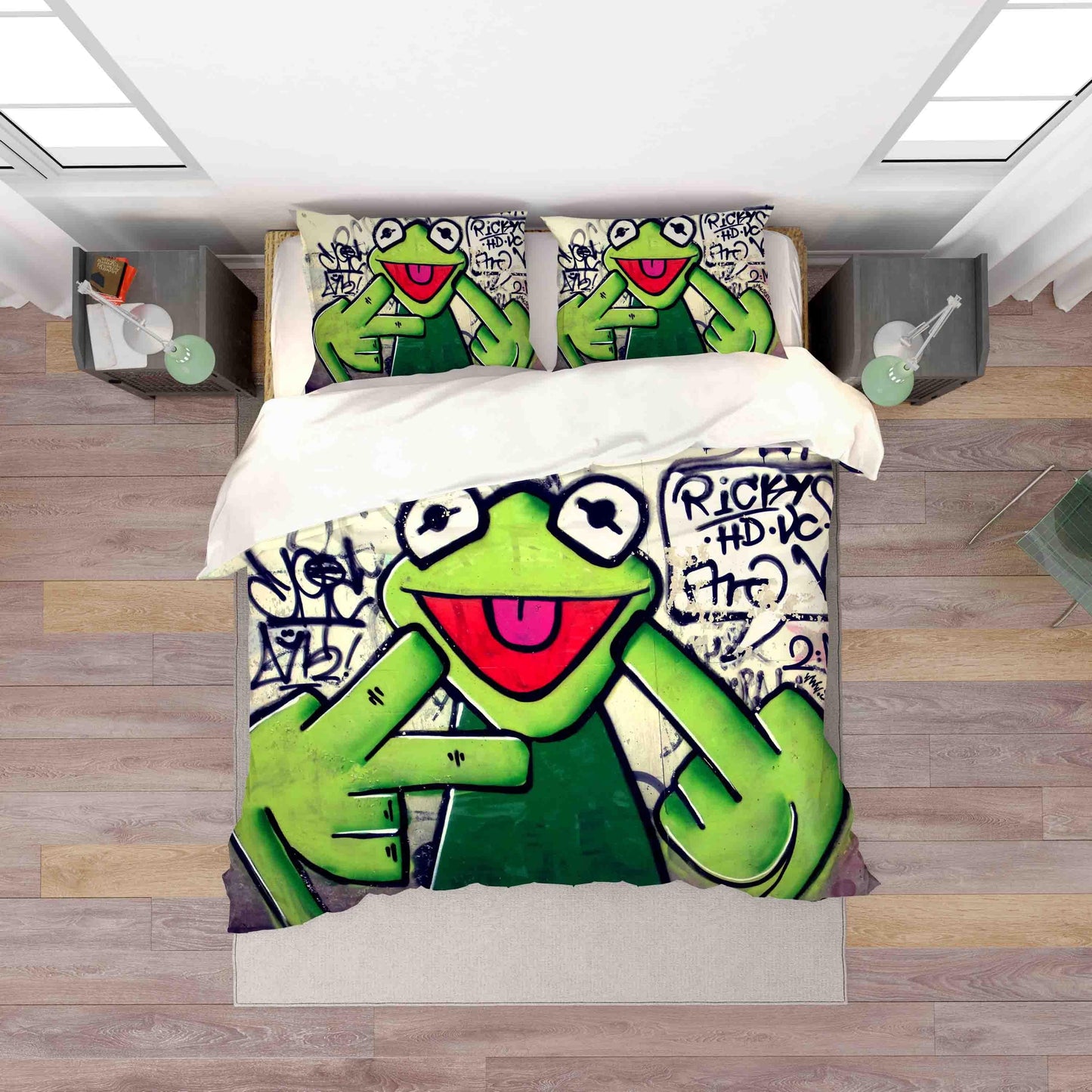 3D Abstract Letters Graffiti Frog Quilt Cover Set Bedding Set Pillowcases JN 078