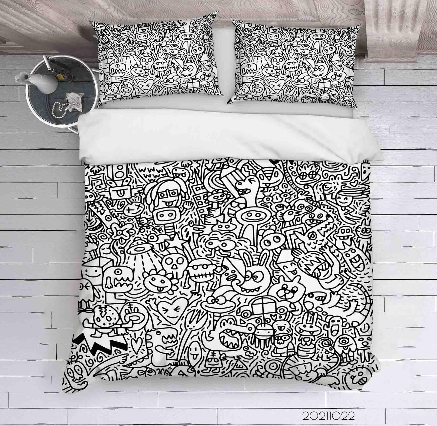 3D Cartoon Monster Graffiti Quilt Cover Set Bedding Set Duvet Cover Pillowcases 46