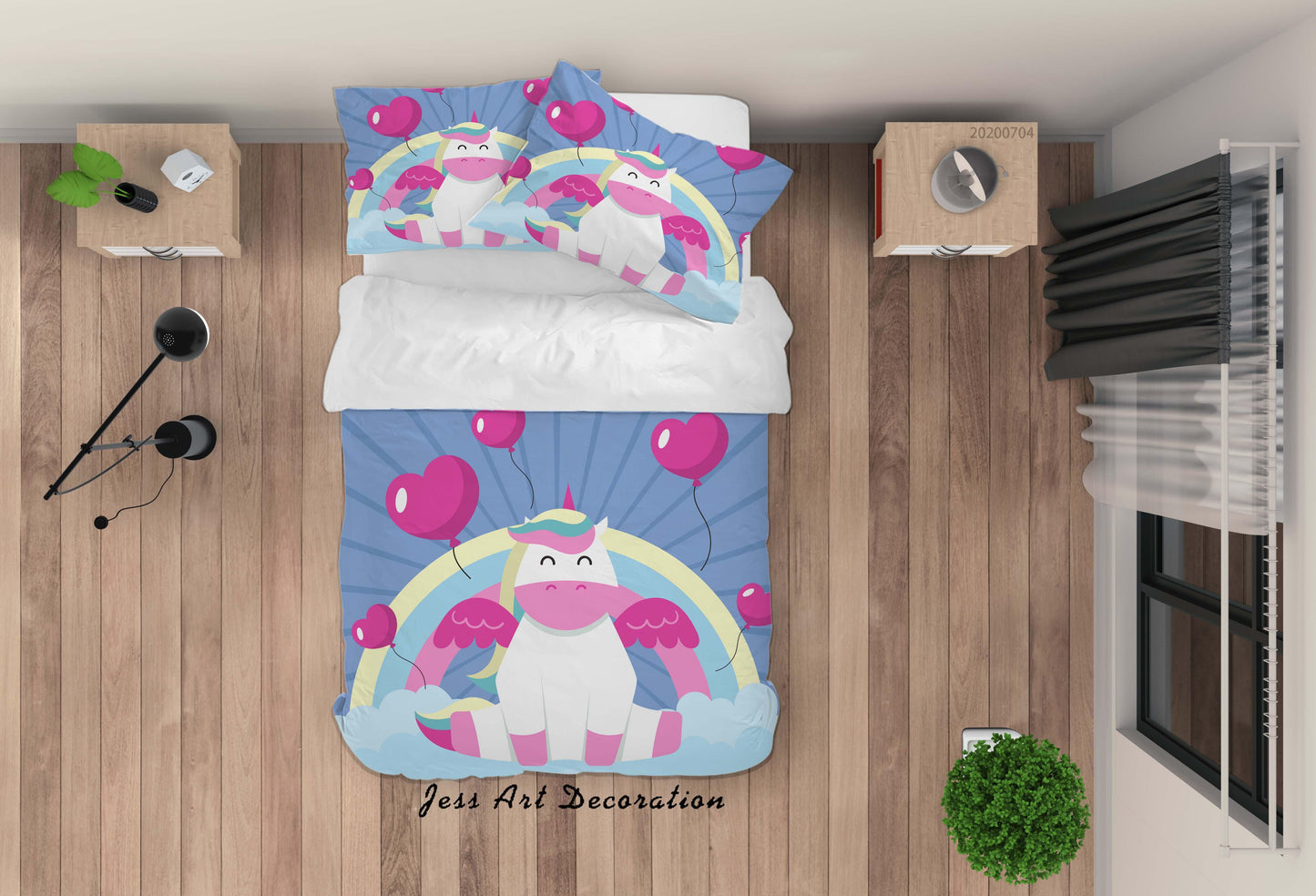 3D Balloon Unicorn Quilt Cover Set Bedding Set Duvet Cover Pillowcases SF173