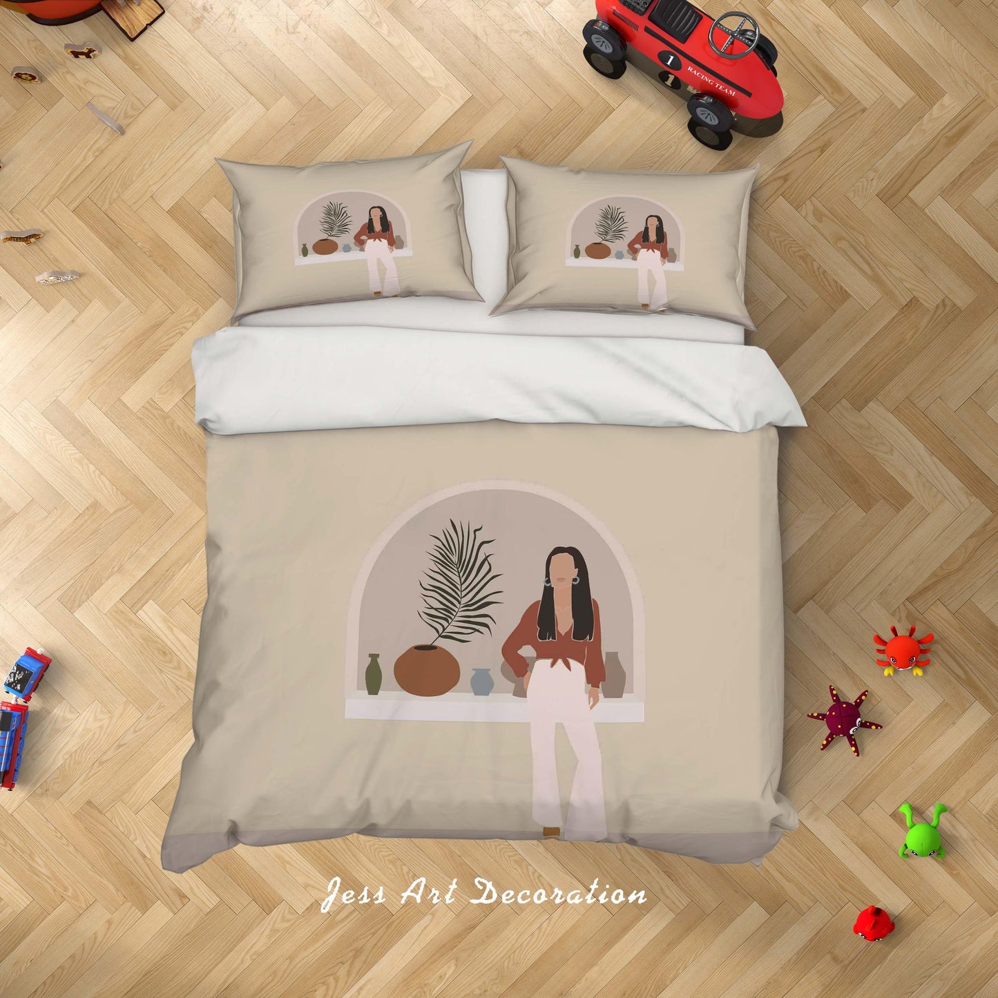 3D Beauty Woman Vase Plants Porcelain Quilt Cover Set Bedding Set Duvet Cover Pillowcases SF24