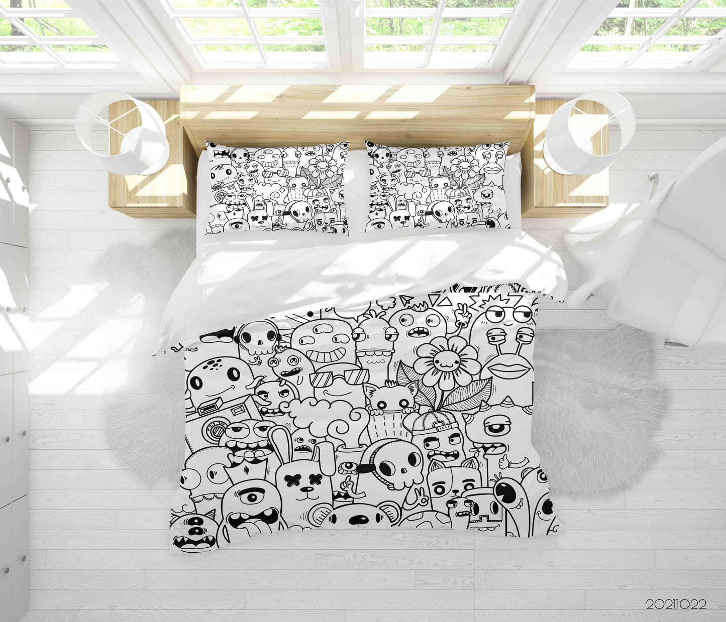 3D Abstract Monster Graffiti Quilt Cover Set Bedding Set Duvet Cover Pillowcases 48
