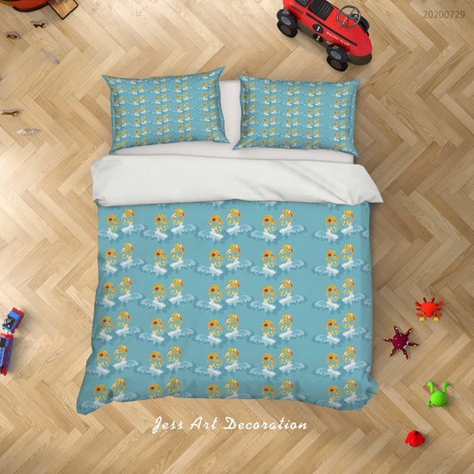 3D Blue Cloud Animal Quilt Cover Set Bedding Set Duvet Cover Pillowcases LXL 136