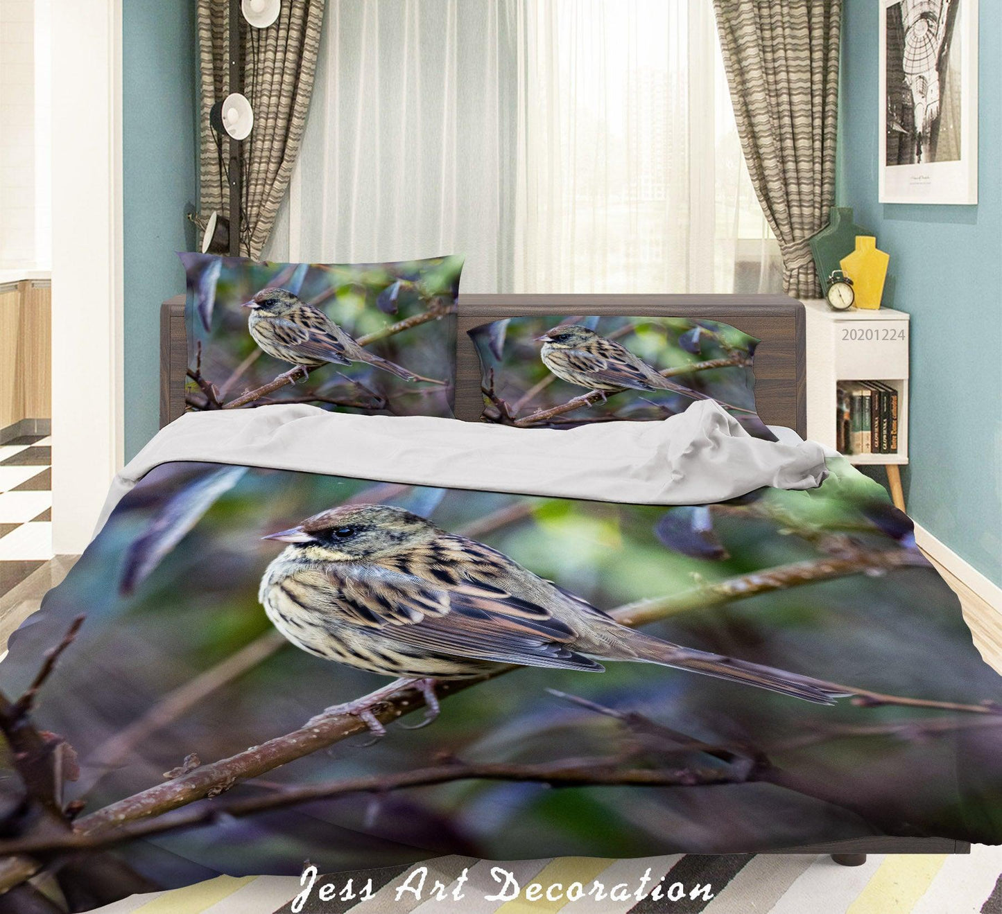 3D Animal Branch Sparrow Quilt Cover Set Bedding Set Duvet Cover Pillowcases 12 LQH