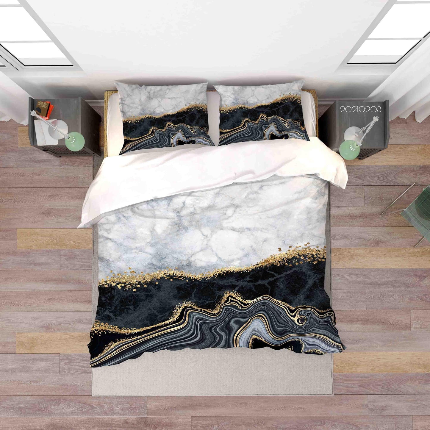 3D Abstract Black Marble Texture Quilt Cover Set Bedding Set Duvet Cover Pillowcases 63