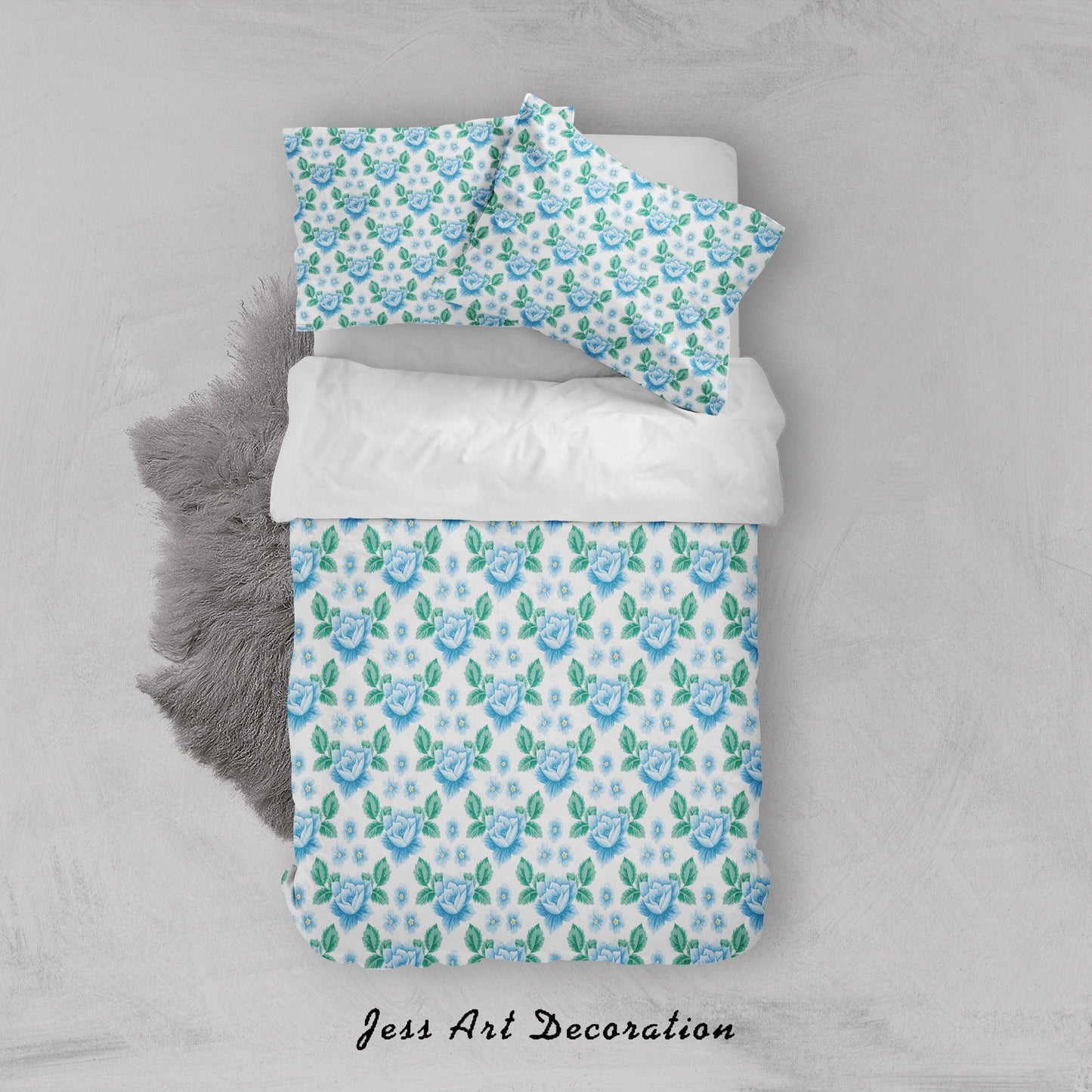 3D Blue Floral Quilt Cover Set Bedding Set Duvet Cover Pillowcases SF61