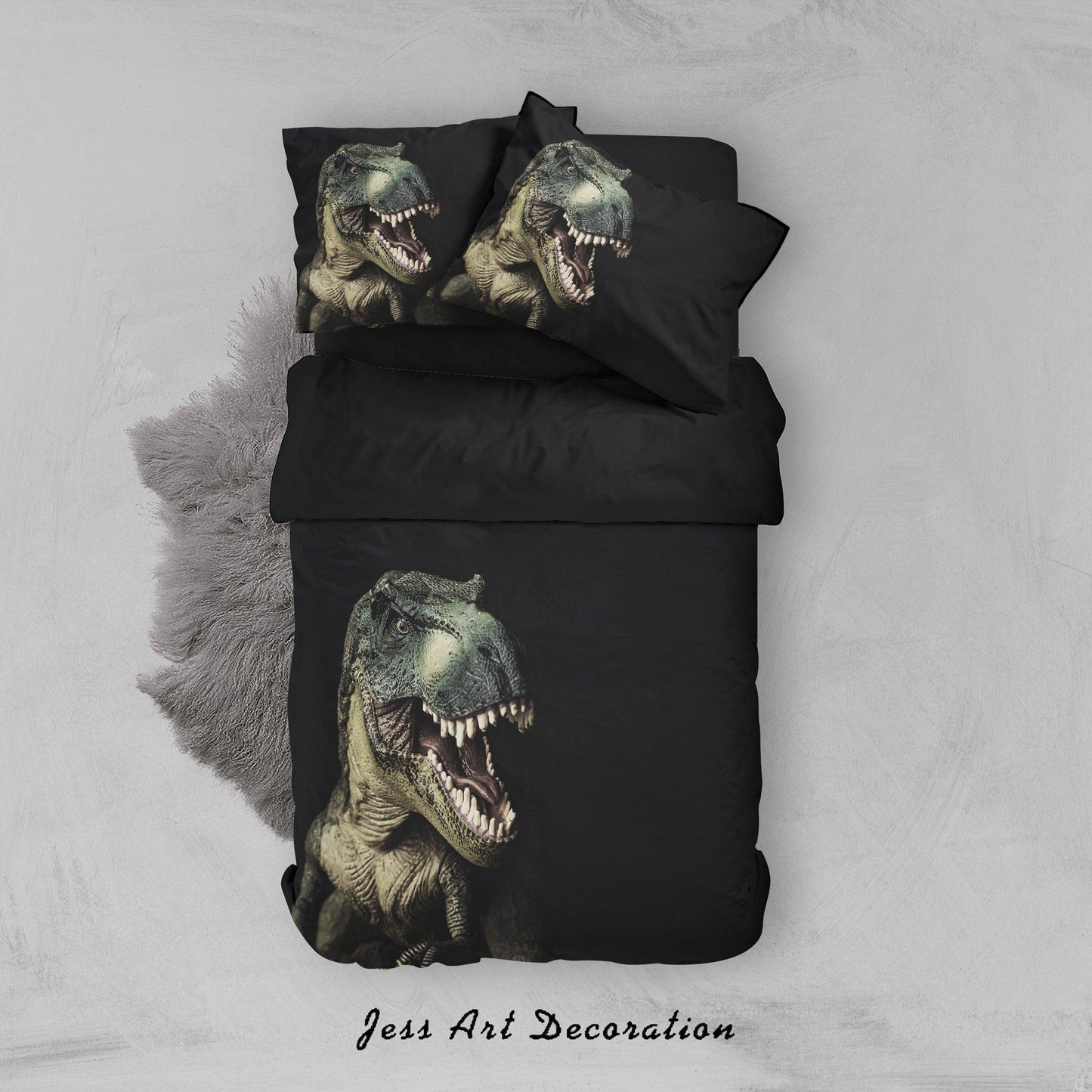 3D Black Dinosaur Quilt Cover Set Bedding Set Duvet Cover Pillowcases SF47