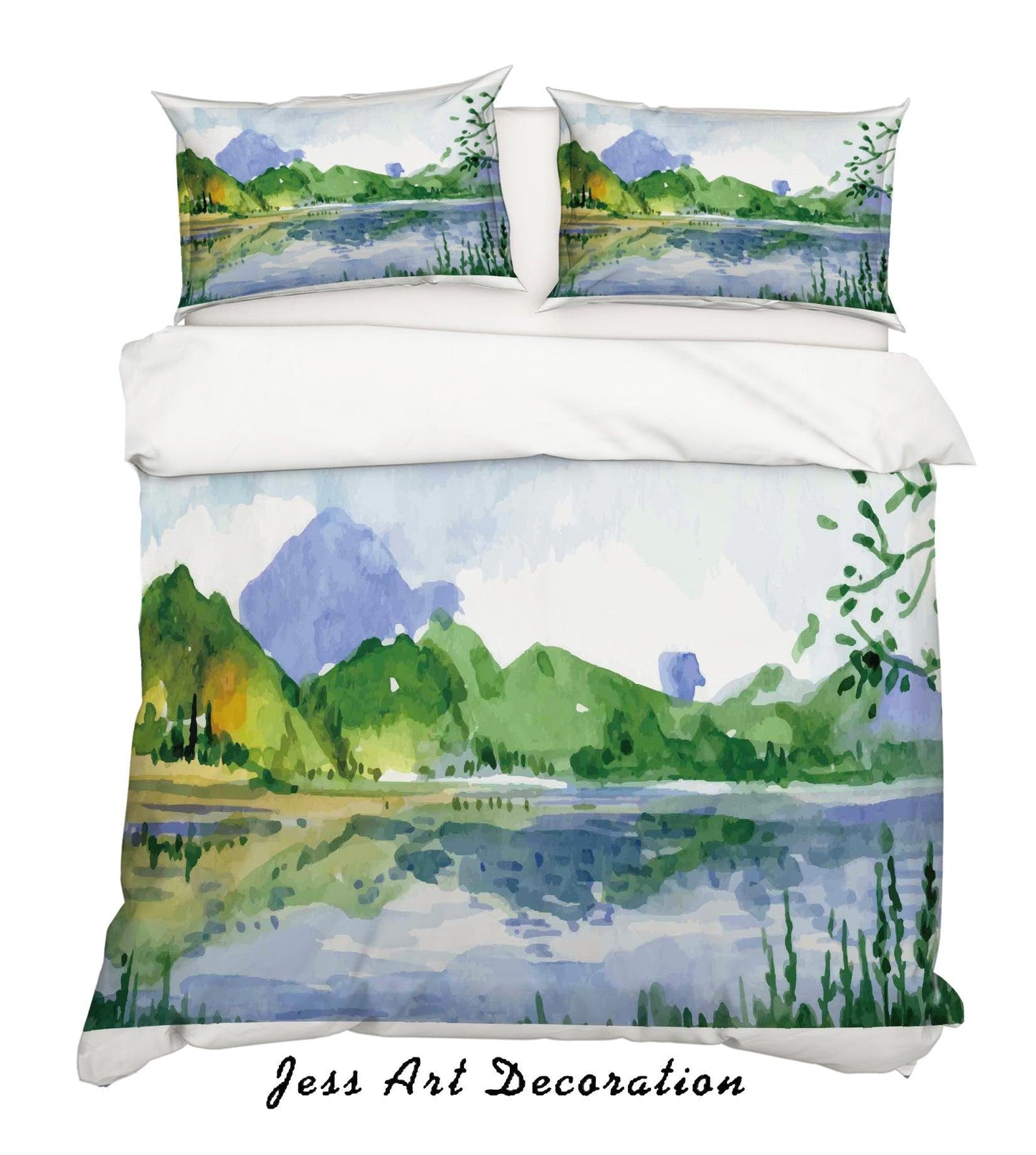 3D Cartoon Mountain Lake Quilt Cover Set Bedding Set Pillowcases 15