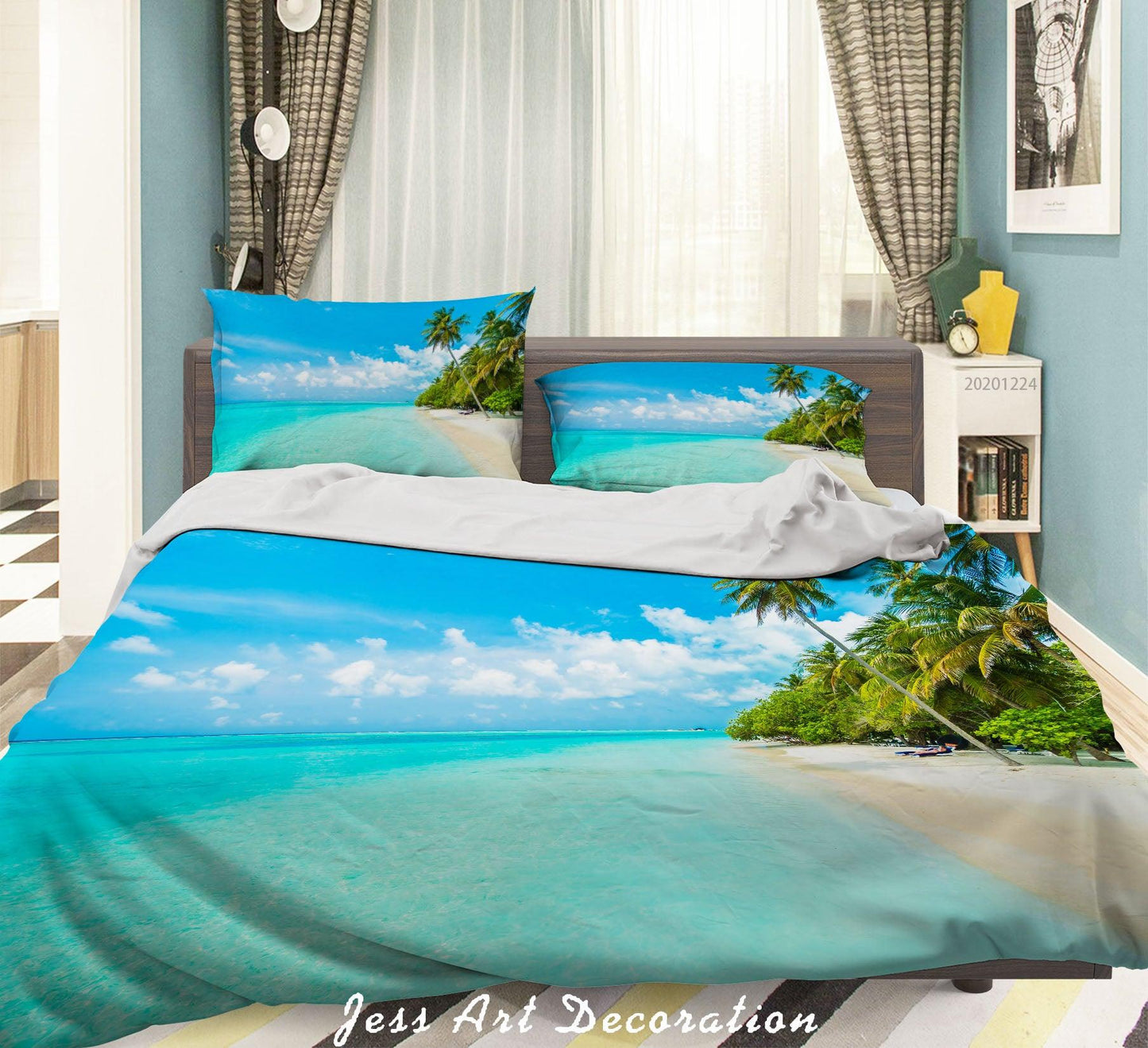3D Blue Sky Beach Landscape Quilt Cover Set Bedding Set Duvet Cover Pillowcases 70 LQH