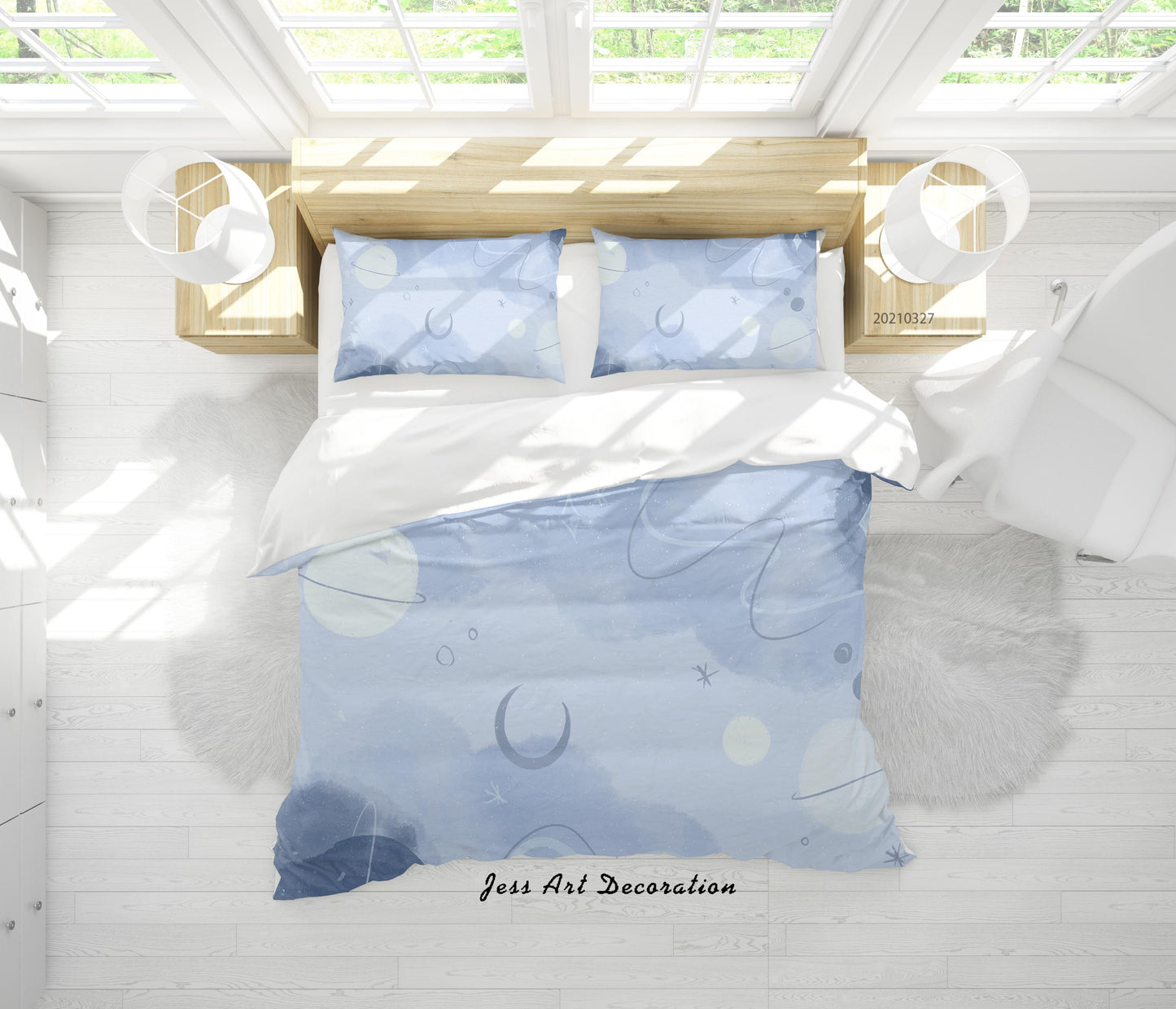 3D Blue Space Planet Moon Quilt Cover Set Bedding Set Duvet Cover Pillowcases 22