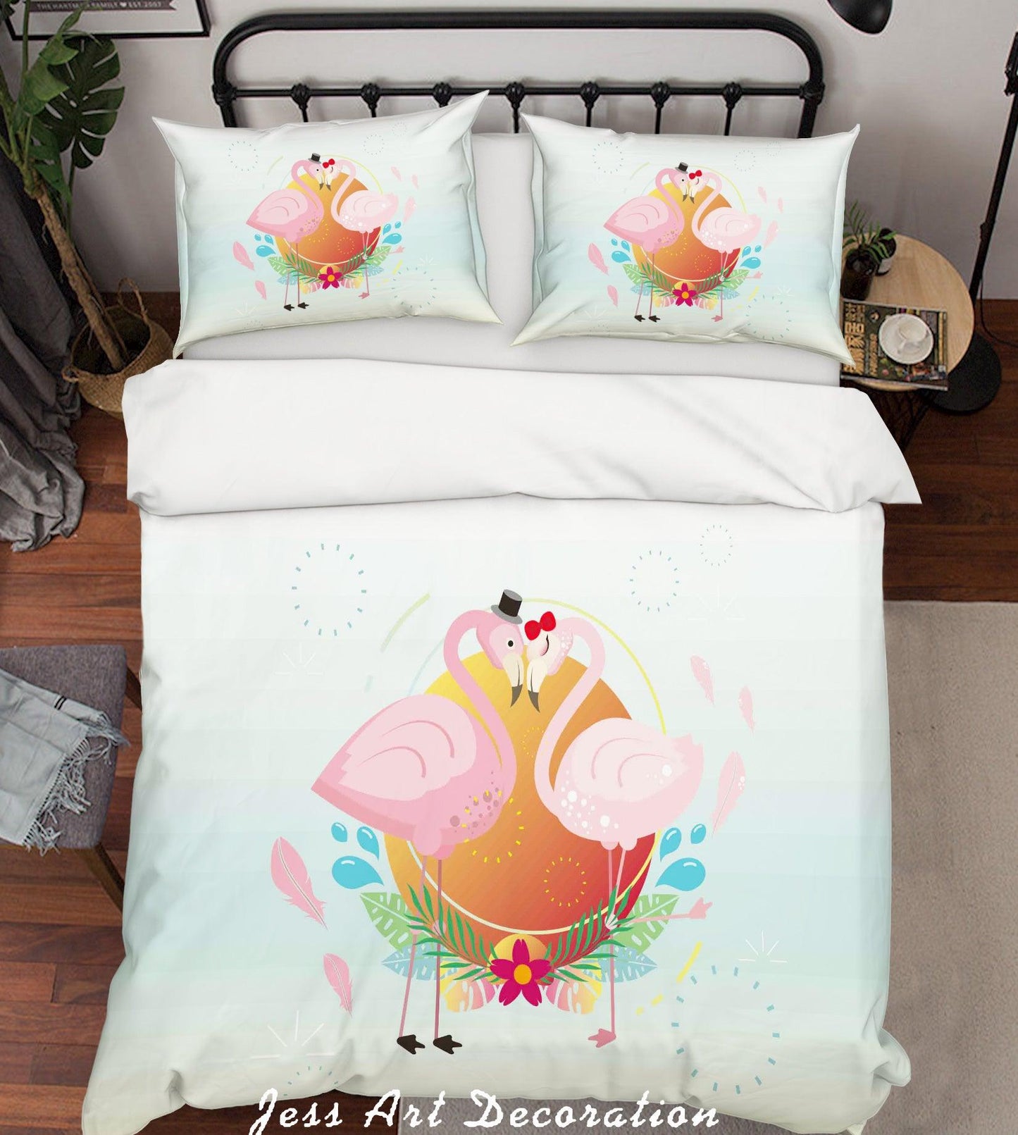 3D Blue Flamingo Quilt Cover Set Bedding Set Duvet Cover Pillowcases SF23