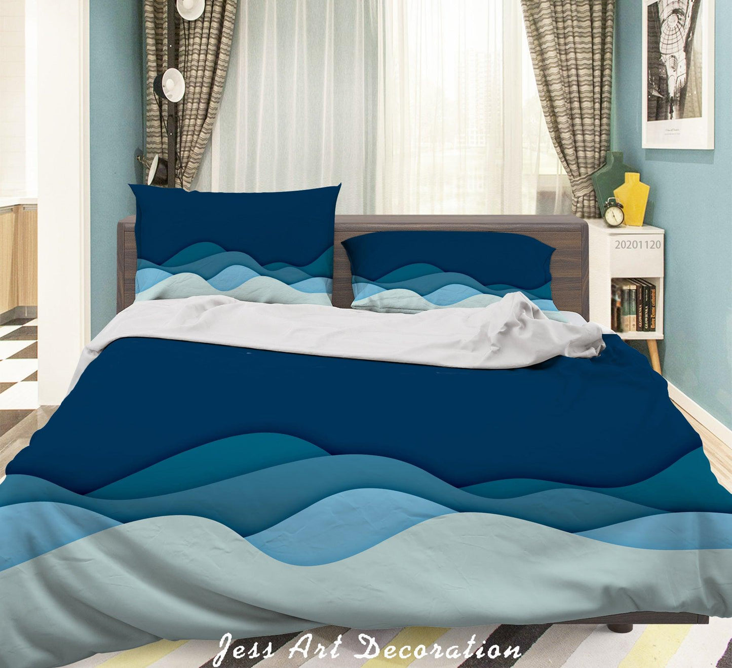 3D Abstract Blue Ocean Quilt Cover Set Bedding Set Duvet Cover Pillowcases LXL