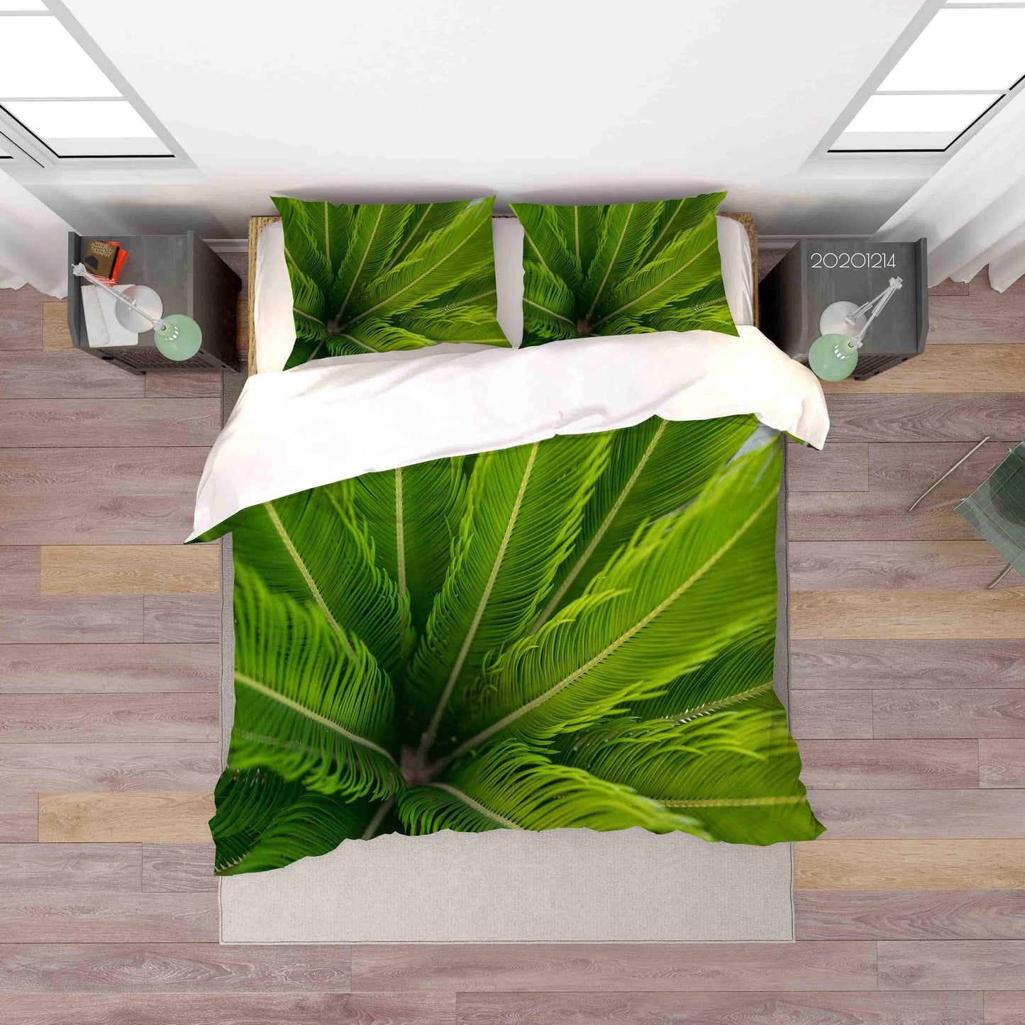 3D Botanical Green Leaves Plant Quilt Cover Set Bedding Set Duvet Cover Pillowcases LXL