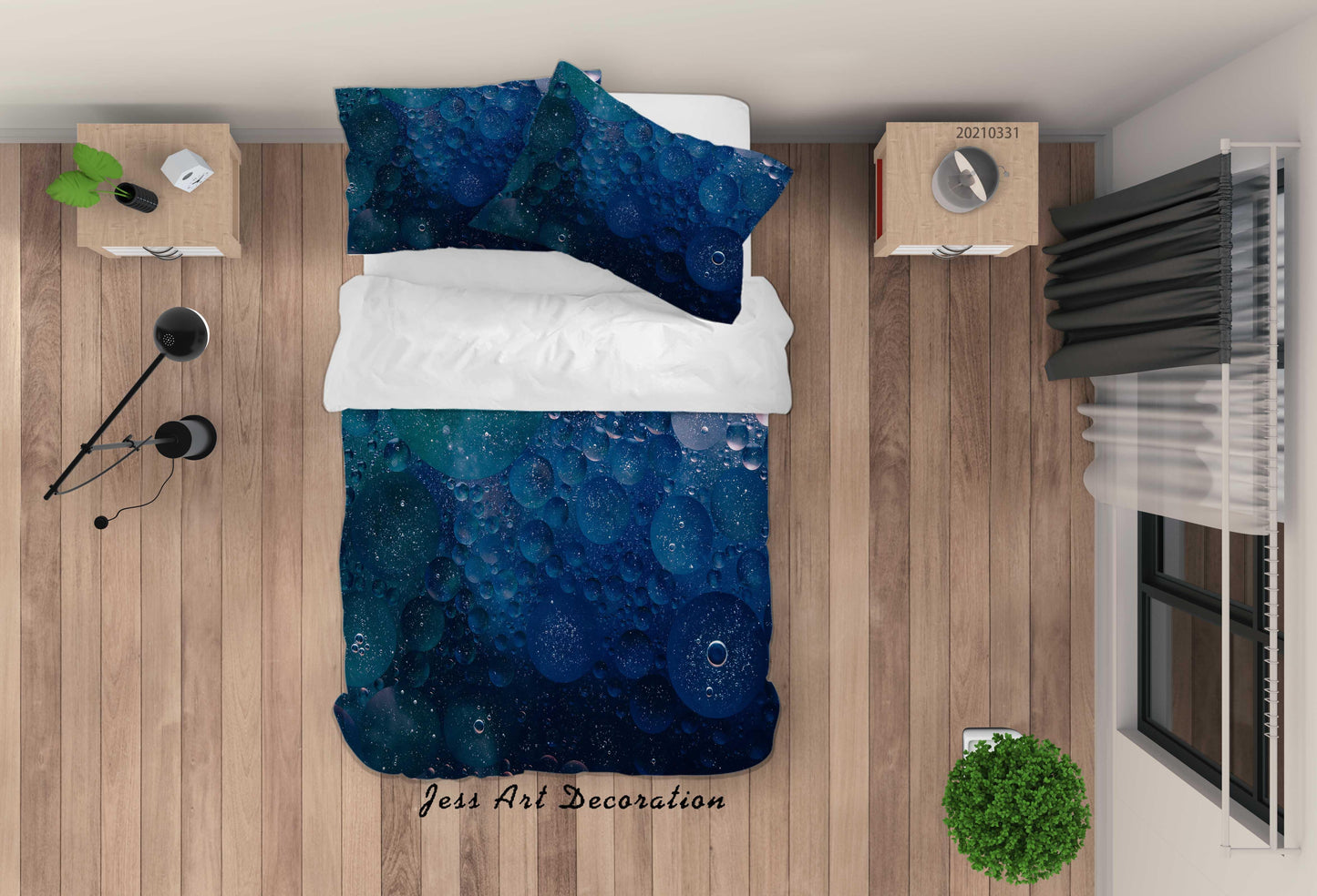 3D Abstract Blue Bubble Quilt Cover Set Bedding Set Duvet Cover Pillowcases 281