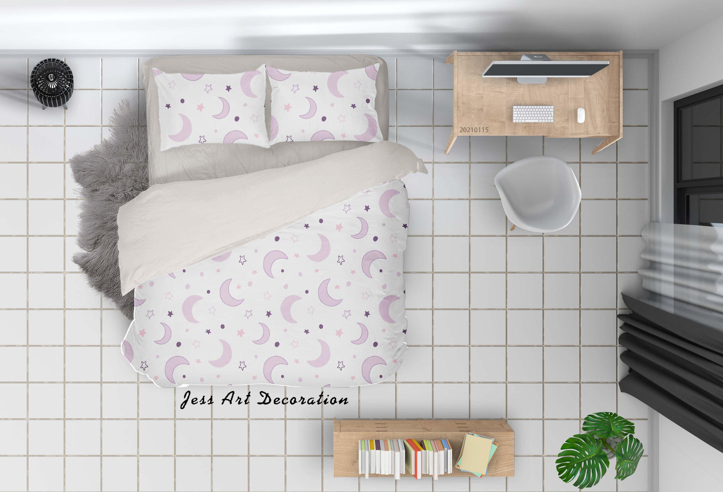 3D Cartoon Purple Star Moon Quilt Cover Set Bedding Set Duvet Cover Pillowcases 21