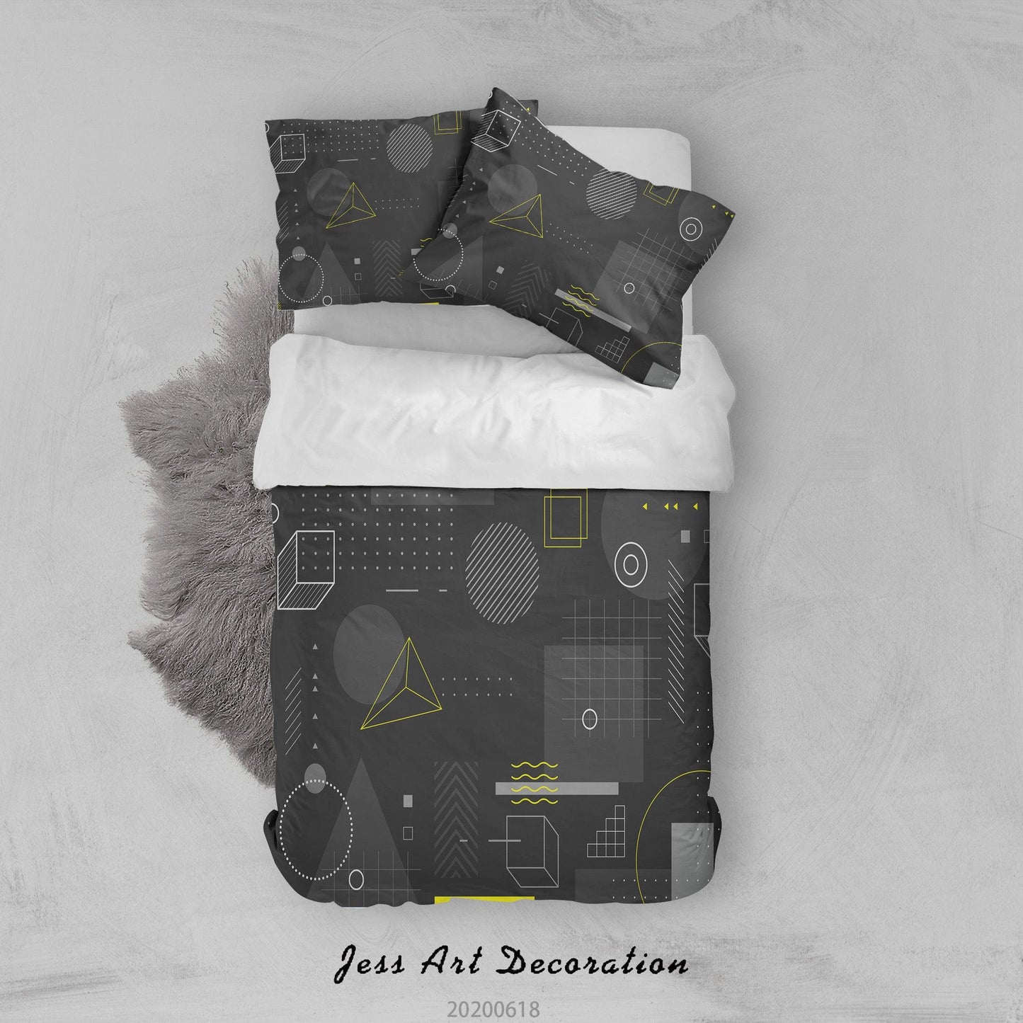 3D Black Geometric Patterns Quilt Cover Set Bedding Set Duvet Cover Pillowcases SF47