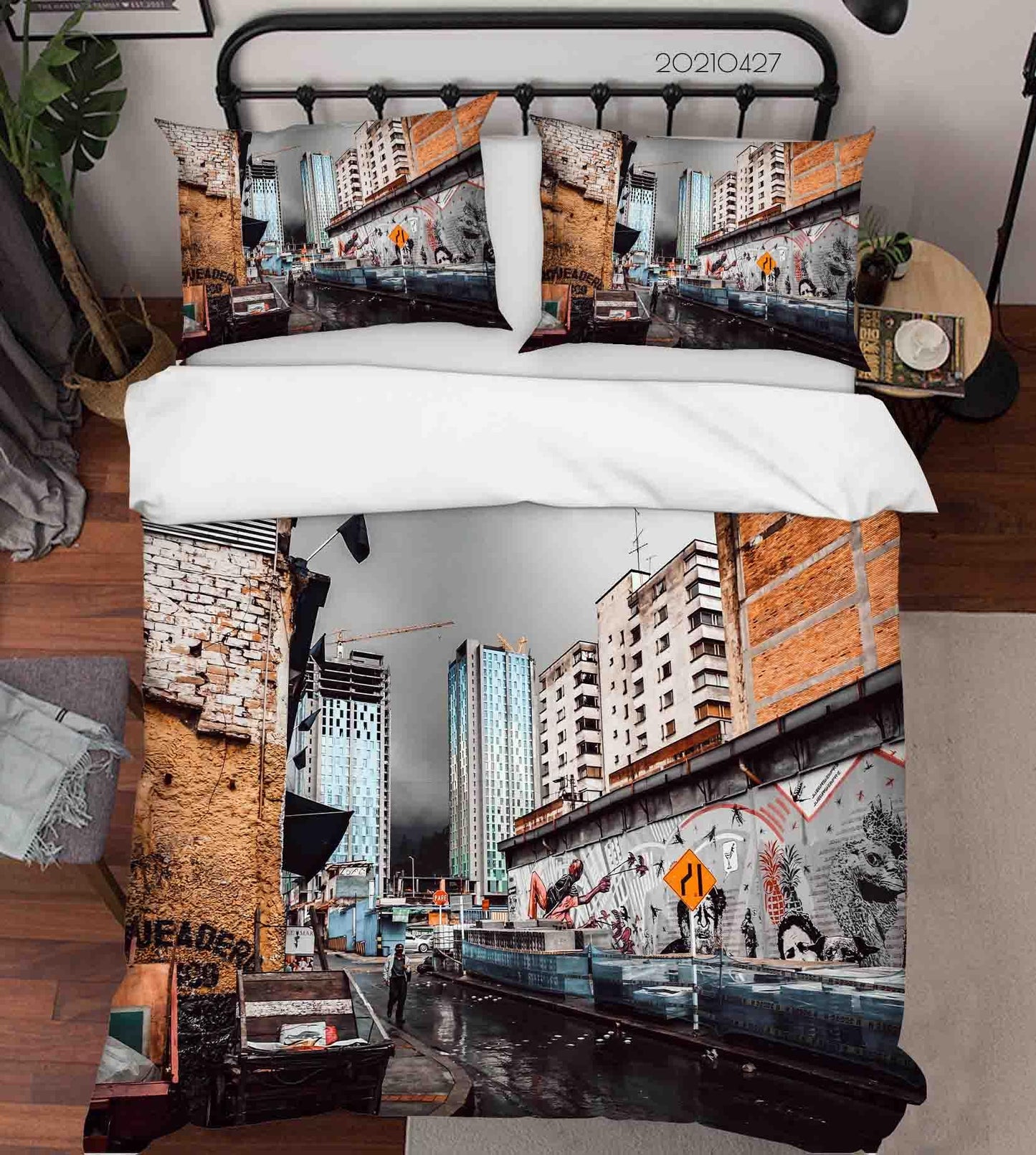 3D Abstract Street Color Graffiti Quilt Cover Set Bedding Set Duvet Cover Pillowcases 97
