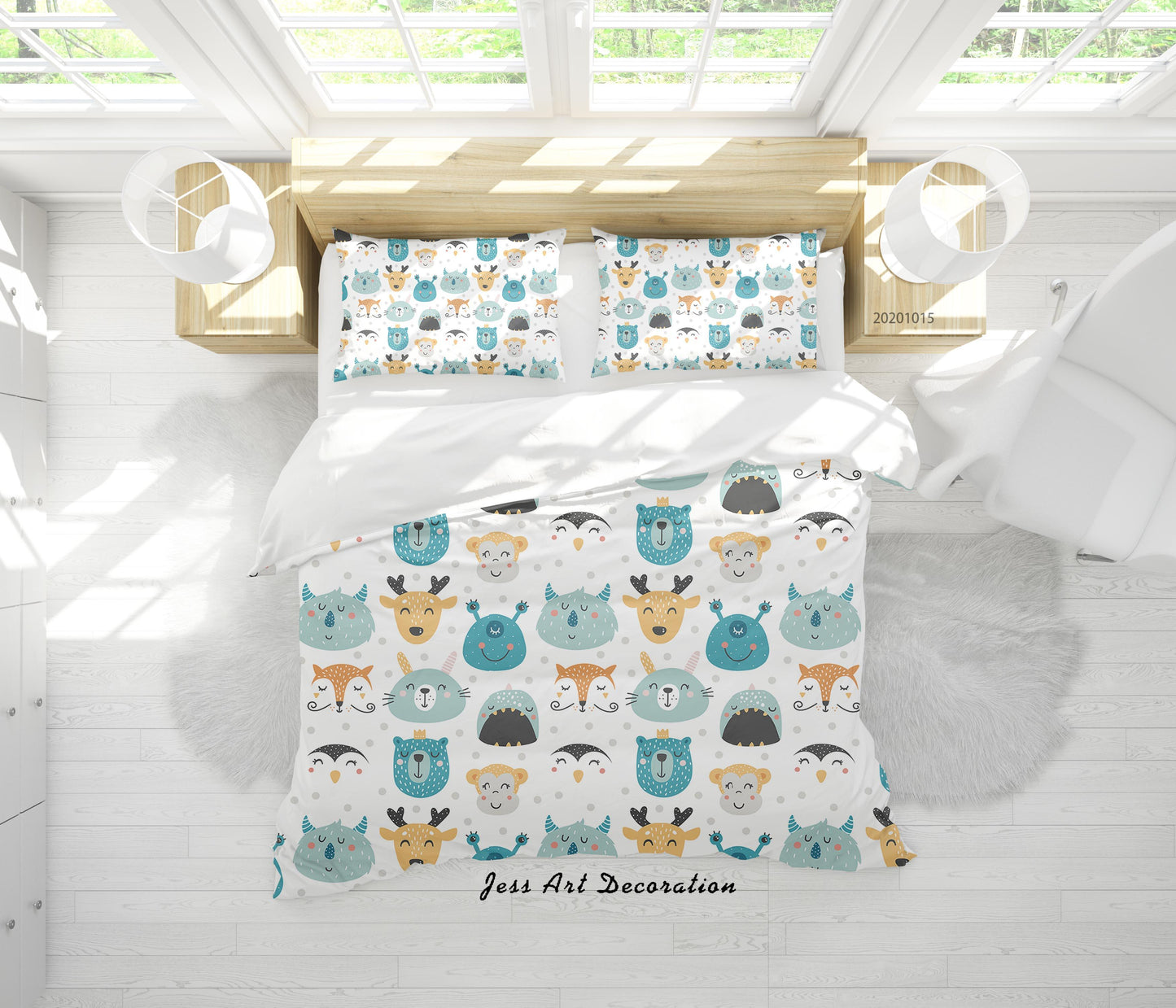 3D Cartoon Animal Monster Foxs Pattern Quilt Cover Set Bedding Set Duvet Cover Pillowcases WJ 9590