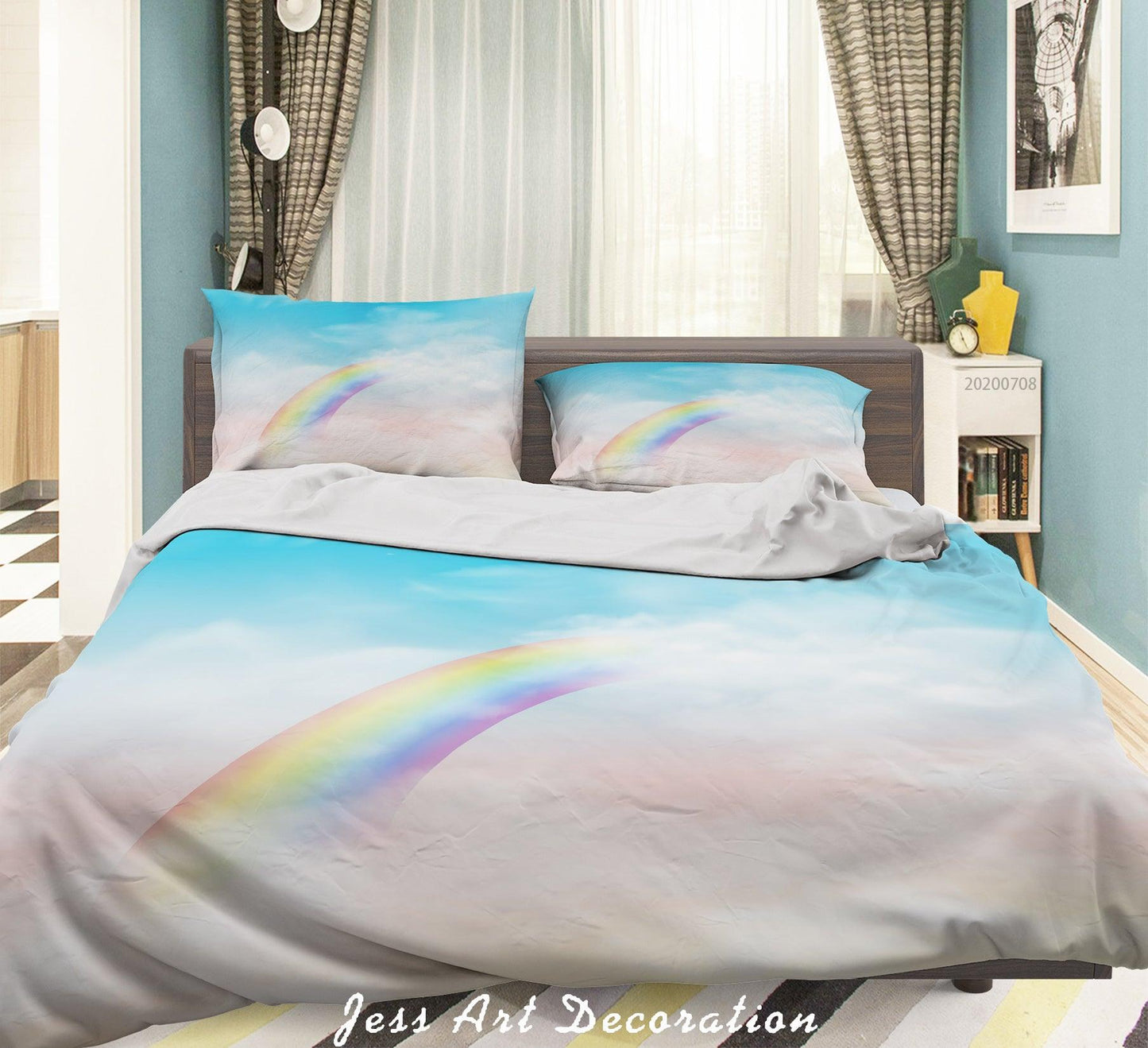 3D Blue Rainbow Quilt Cover Set Bedding Set Duvet Cover Pillowcases SF05