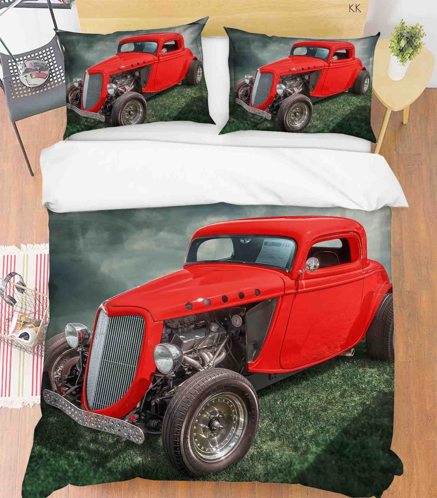 3D Automobile Grassland Quilt Cover Set Bedding Set Duvet Cover Pillowcase 422