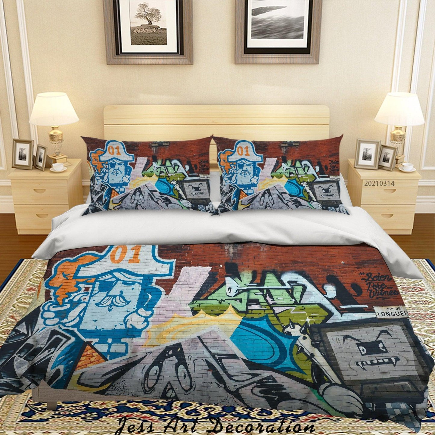 3D Abstract Street Graffiti Artist Works Quilt Cover Set Bedding Set Duvet Cover Pillowcases 114