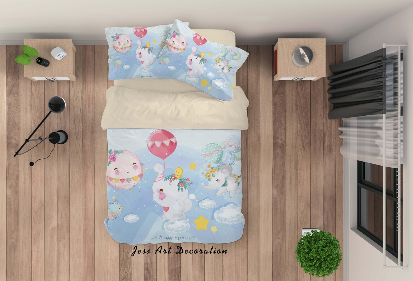 3D Cartoon Animal Balloon Quilt Cover Set Bedding Set Duvet Cover Pillowcases A339 LQH
