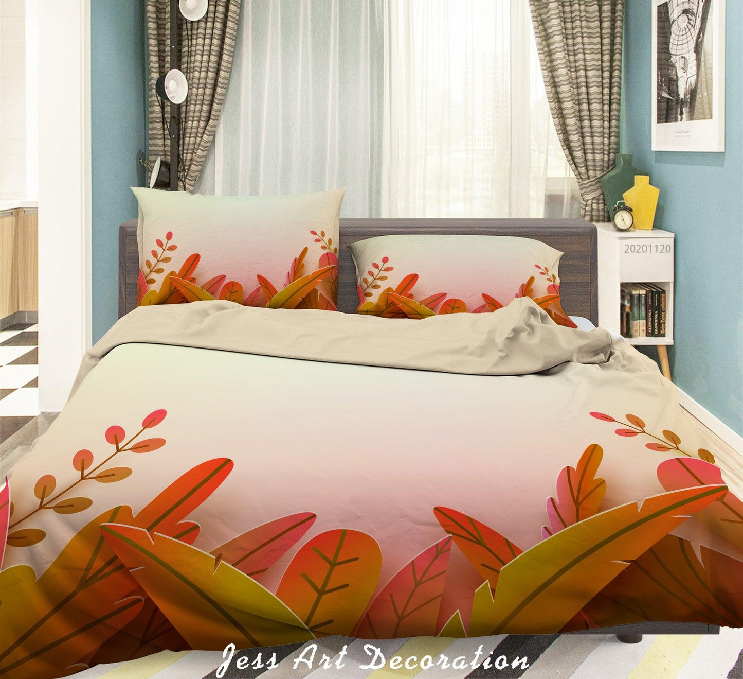 3D Autumn Leaves Plant Quilt Cover Set Bedding Set Duvet Cover Pillowcases LXL