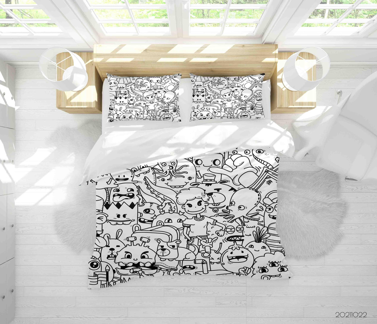 3D Abstract Monster Graffiti Quilt Cover Set Bedding Set Duvet Cover Pillowcases 50