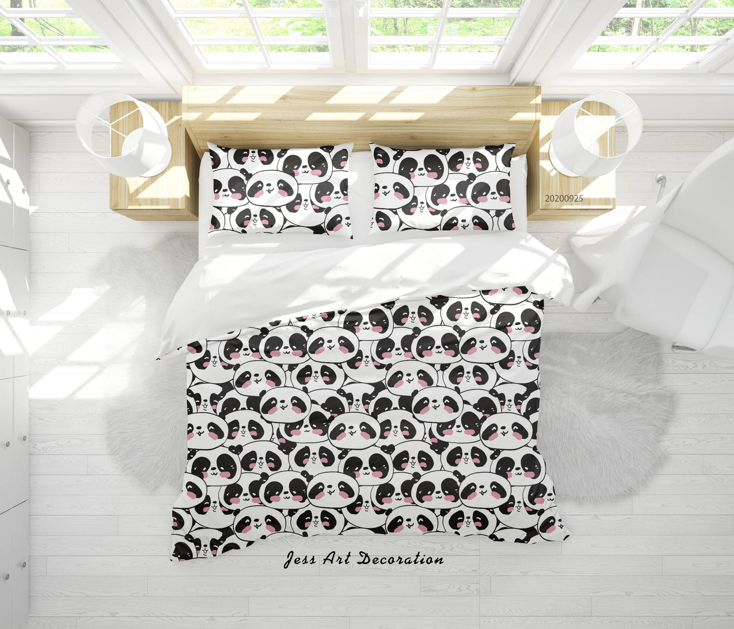 3D Cartoon Animal Panda Pattern Quilt Cover Set Bedding Set Duvet Cover Pillowcases WJ 6459