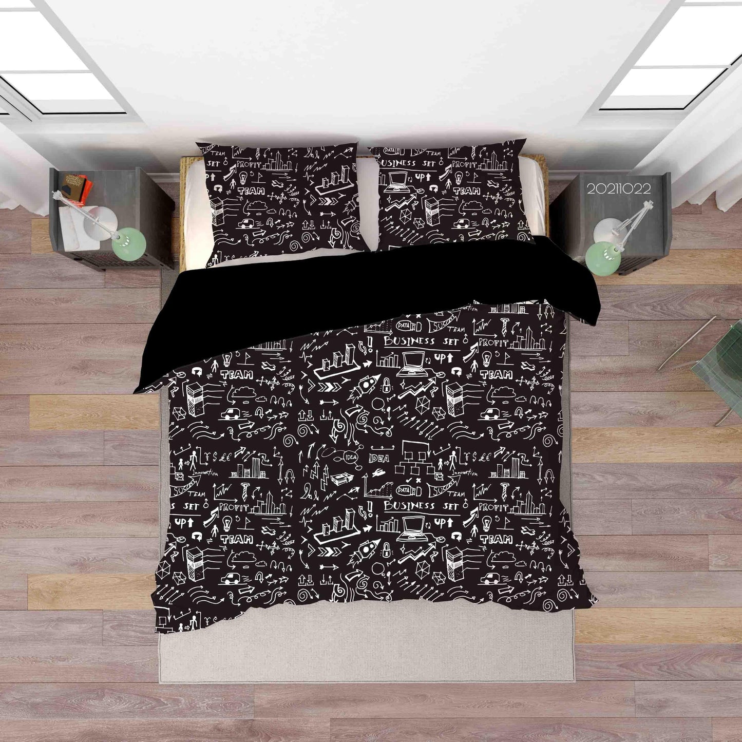 3D Abstract Funny Illustration Black Graffiti Quilt Cover Set Bedding Set Duvet Cover Pillowcases 23