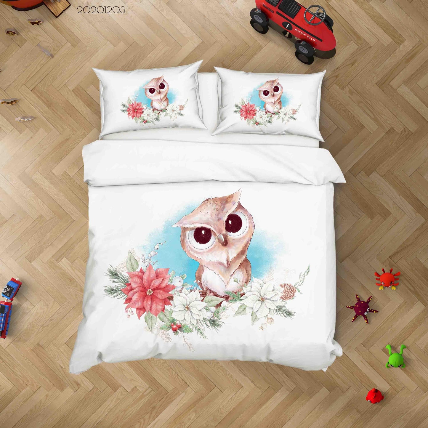 3D Cartoon Hand Drawn Owl Animal Floral Plant Quilt Cover Set Bedding Set Duvet Cover Pillowcases LXL