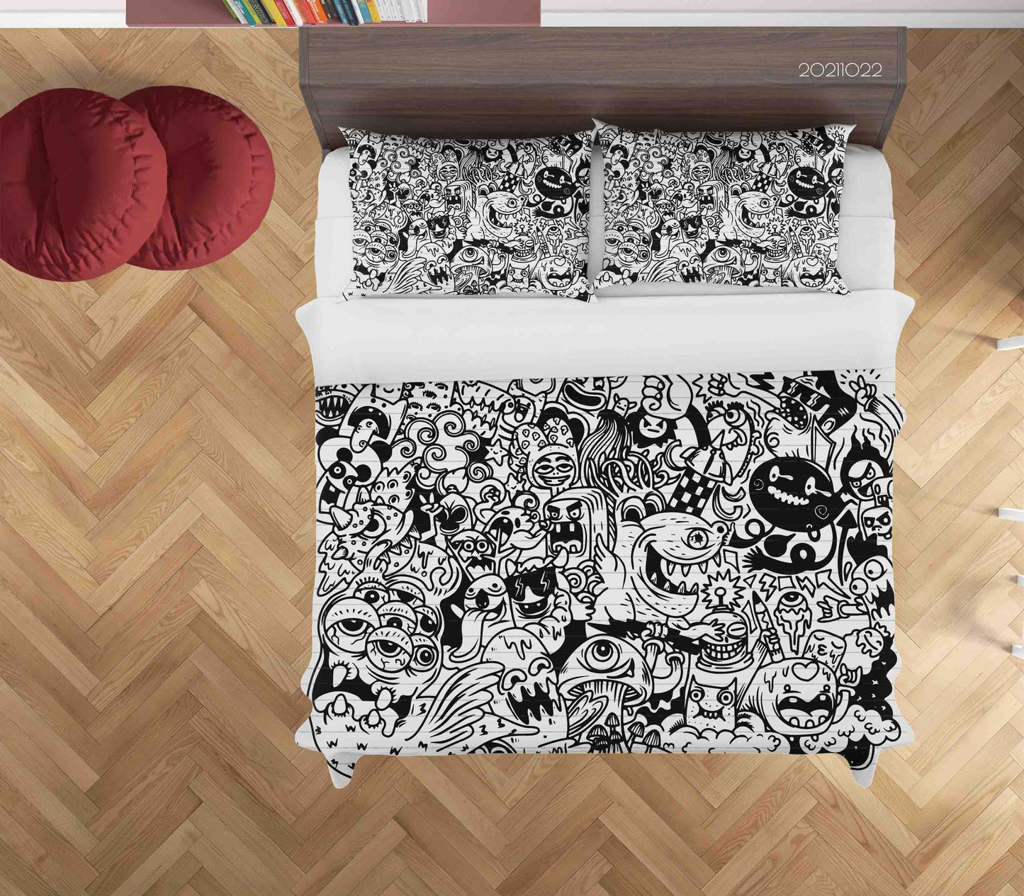 3D Abstract Gray Monster Graffiti Quilt Cover Set Bedding Set Duvet Cover Pillowcases 24