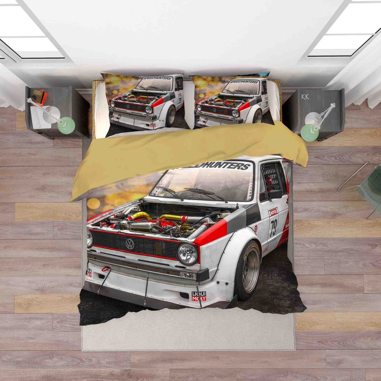 3D Automobile Apricot Quilt Cover Set Bedding Set Duvet Cover Pillowcase 406