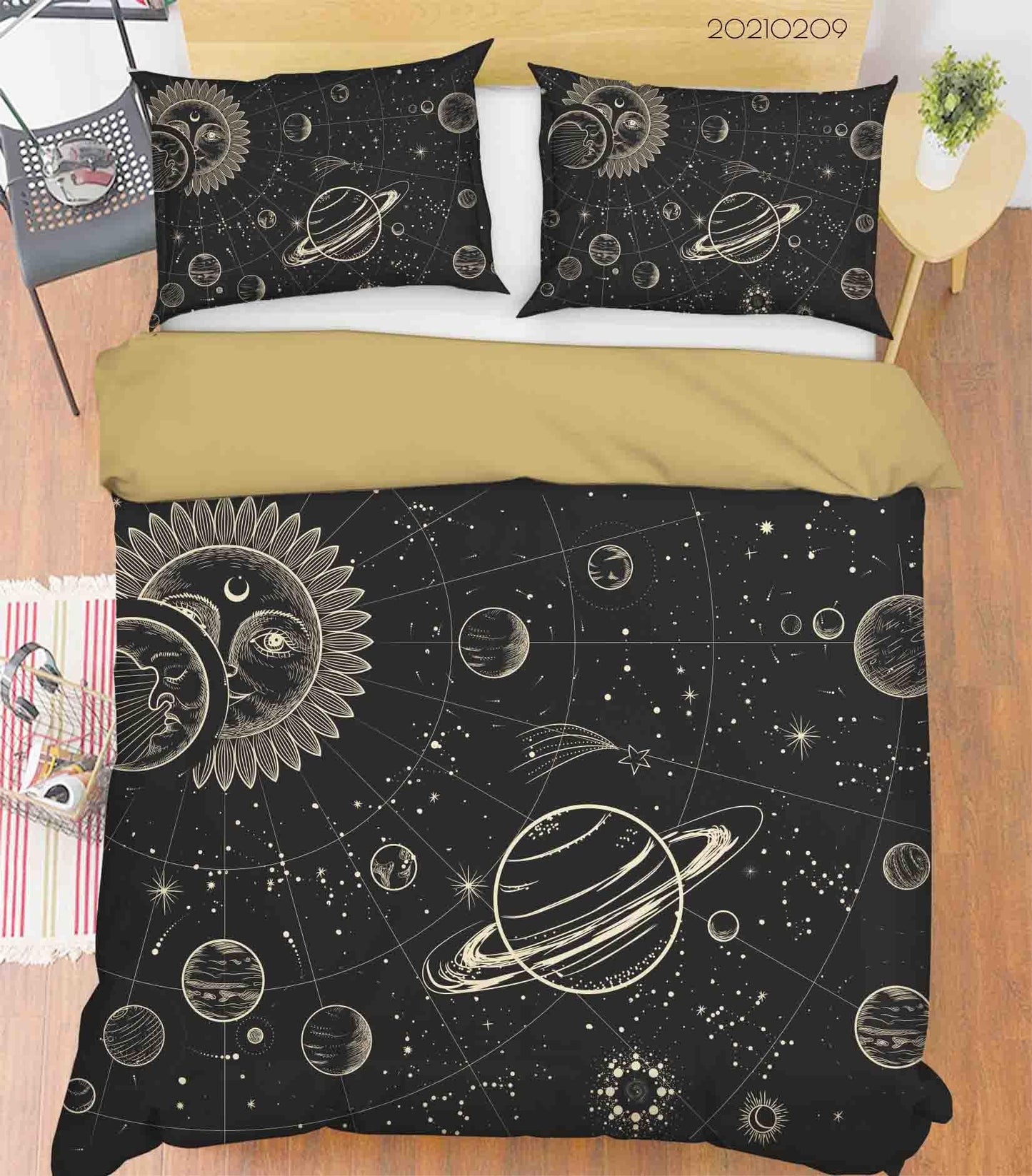 3D Black Space Solar System Quilt Cover Set Bedding Set Duvet Cover Pillowcases 35