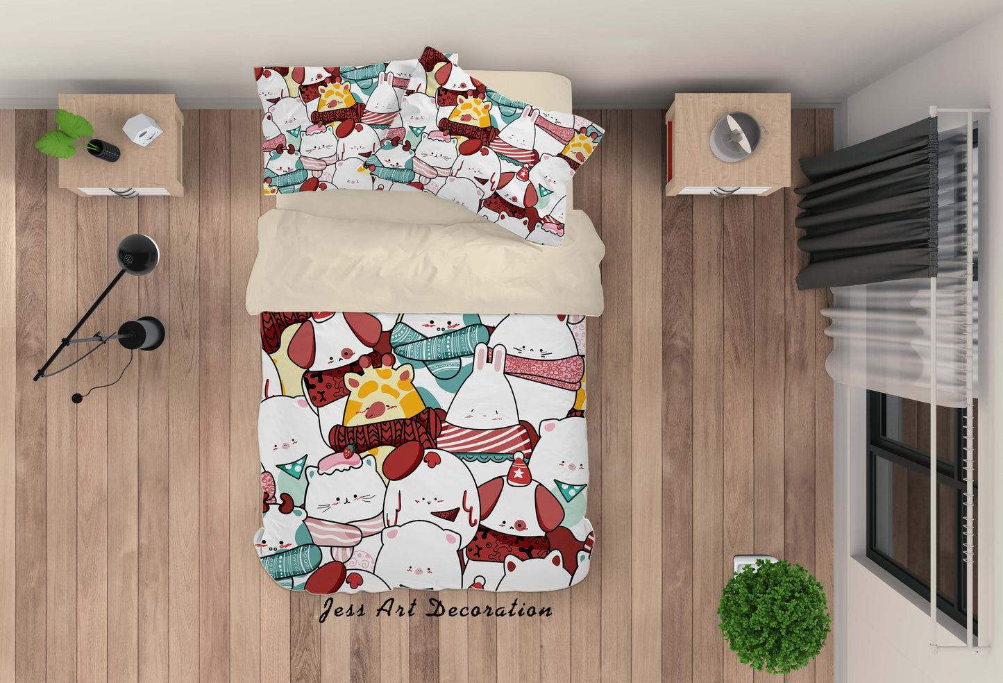 3D Cartoon Animal Cat Quilt Cover Set Bedding Set Duvet Cover Pillowcases A307 LQH