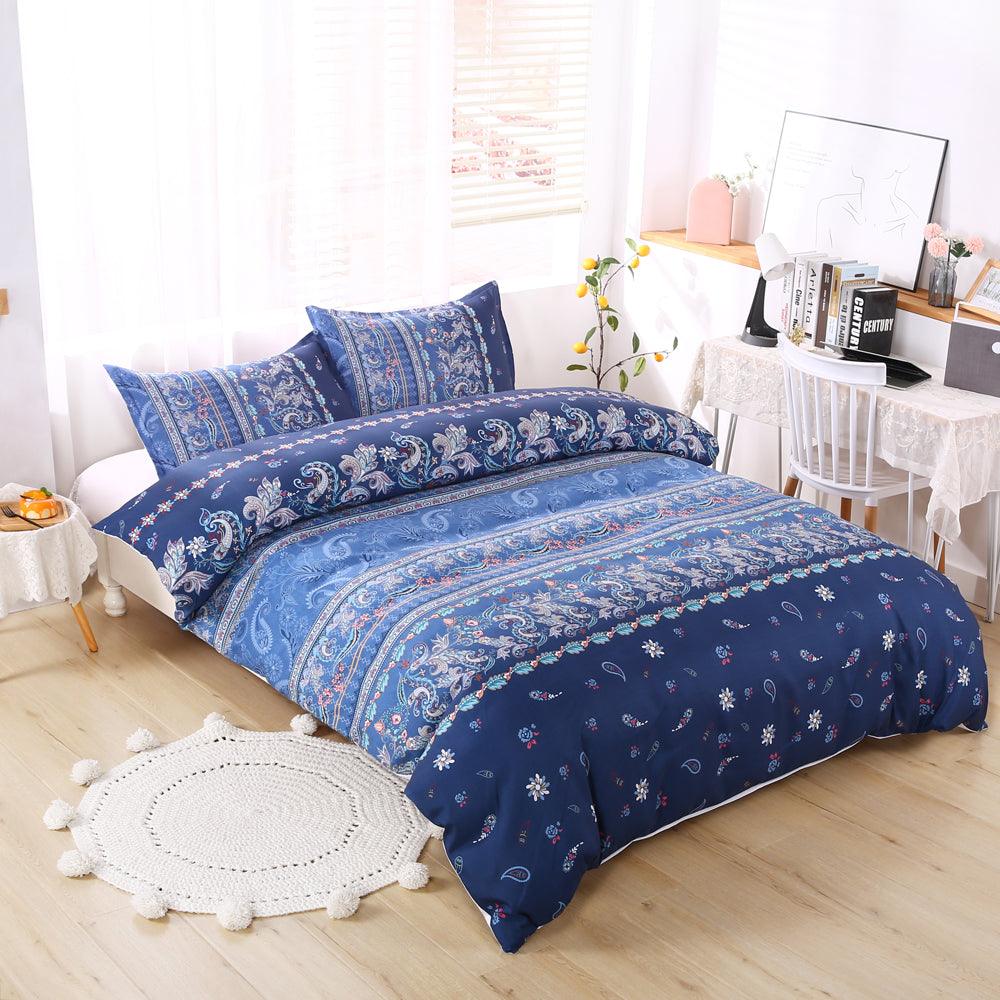 3D Blue Paisley Floral Quilt Cover Set Bedding Set Duvet Cover Pillowcases 512