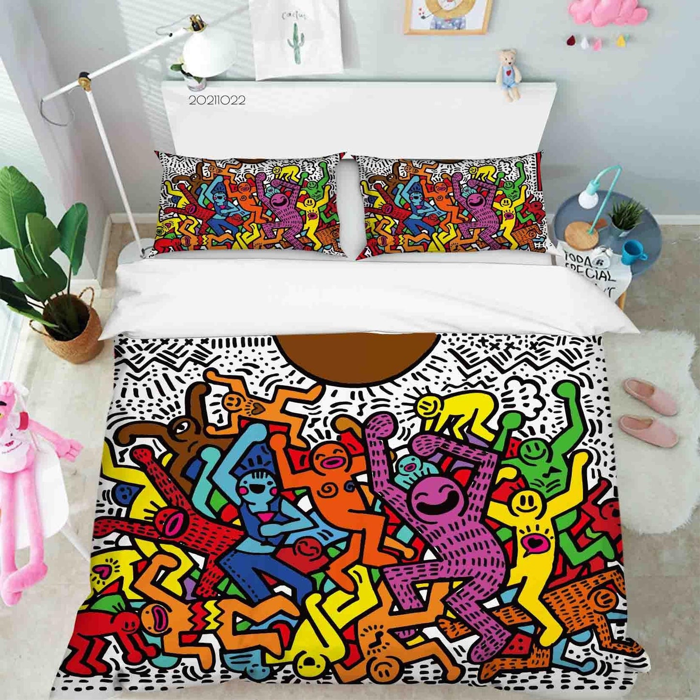 3D Abstract Colorful Funny Illustration Graffiti Quilt Cover Set Bedding Set Duvet Cover Pillowcases 31