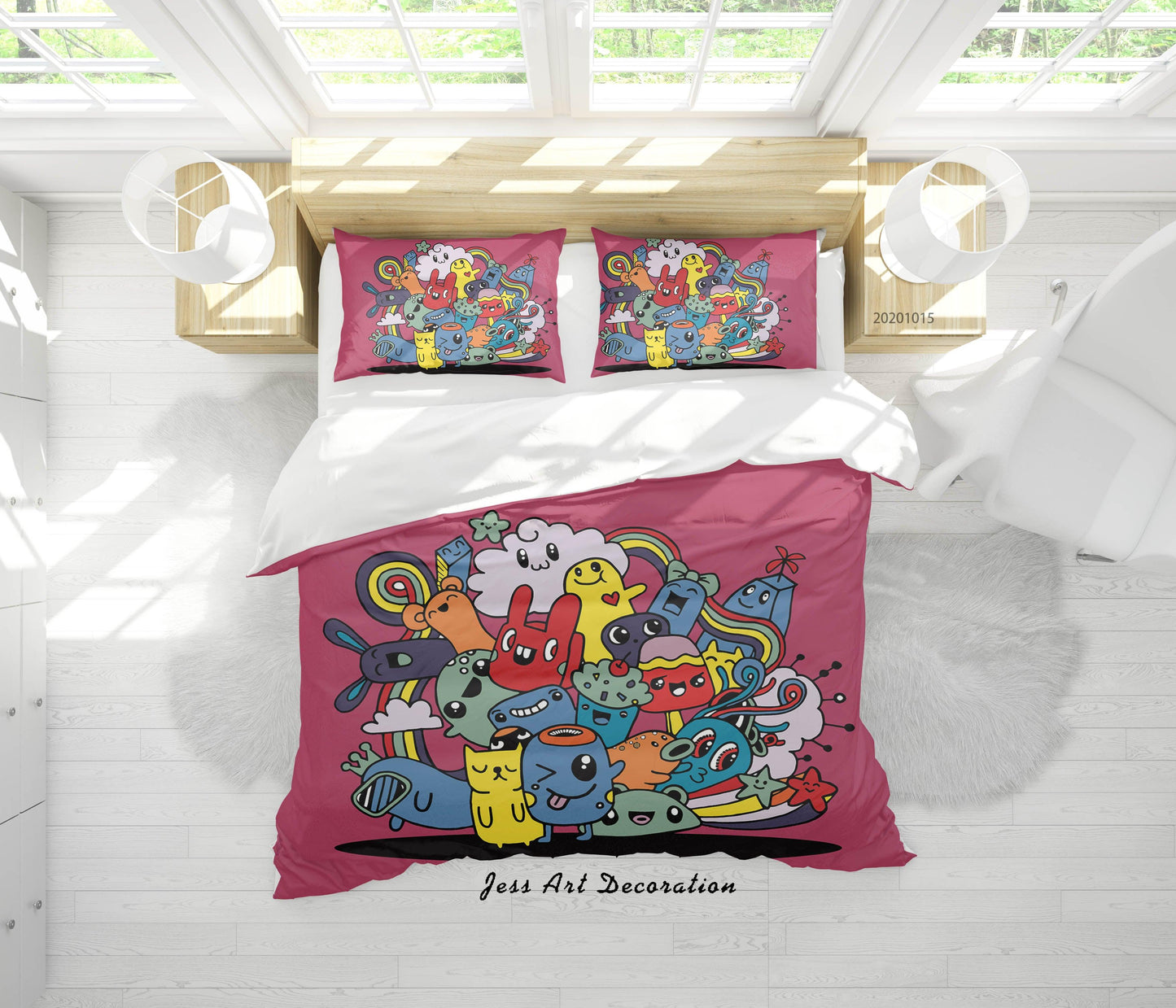 3D Cartoon Animal Monsters Pattern Quilt Cover Set Bedding Set Duvet Cover Pillowcases WJ 9672