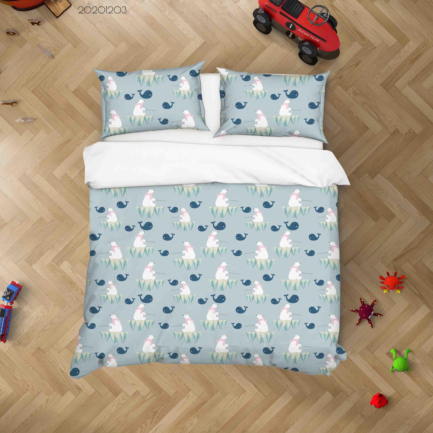 3D Cartoon Cute Polar Bear Iceburg Animal Quilt Cover Set Bedding Set Duvet Cover Pillowcases LXL