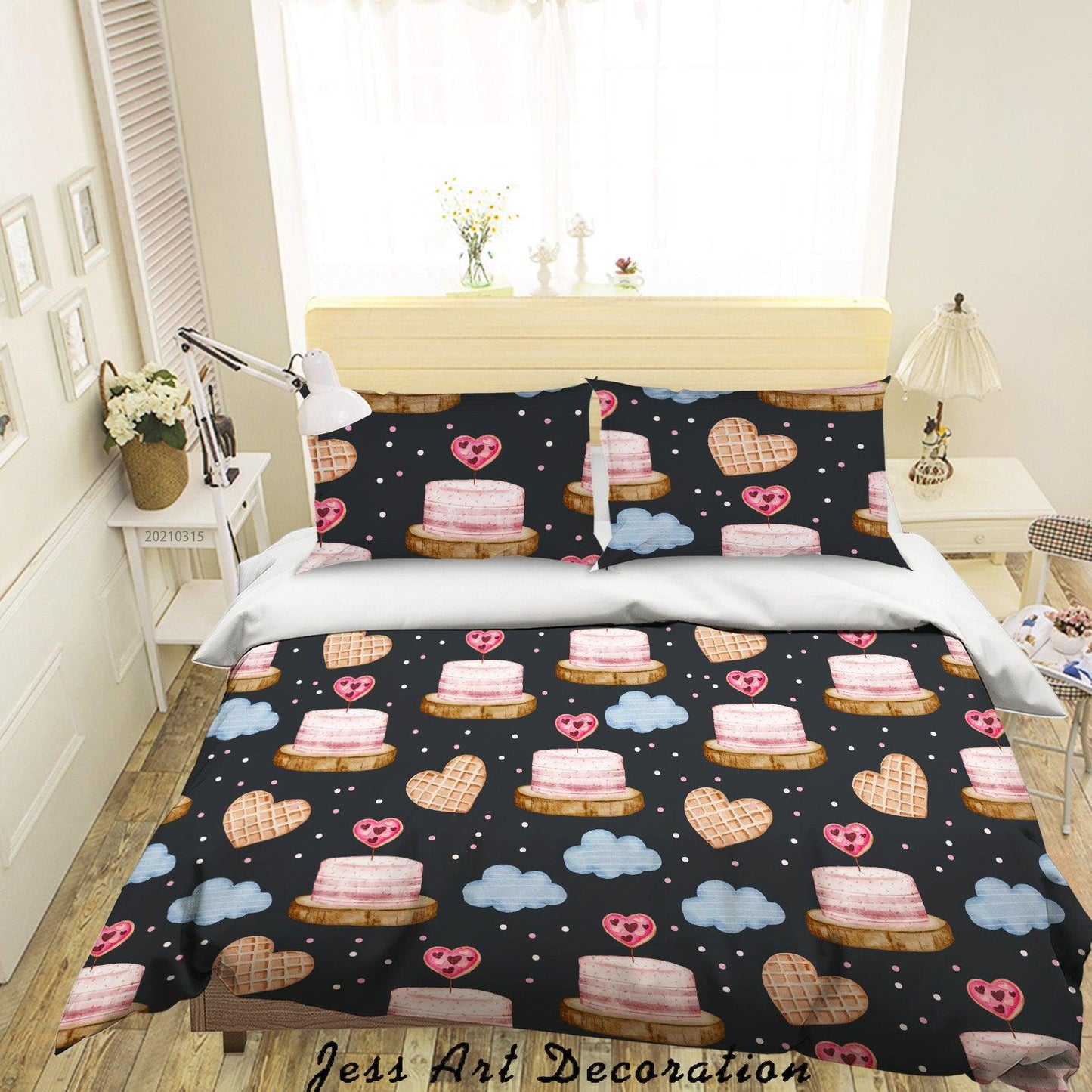 3D Cartoon Cake Cloud Quilt Cover Set Bedding Set Duvet Cover Pillowcases 117