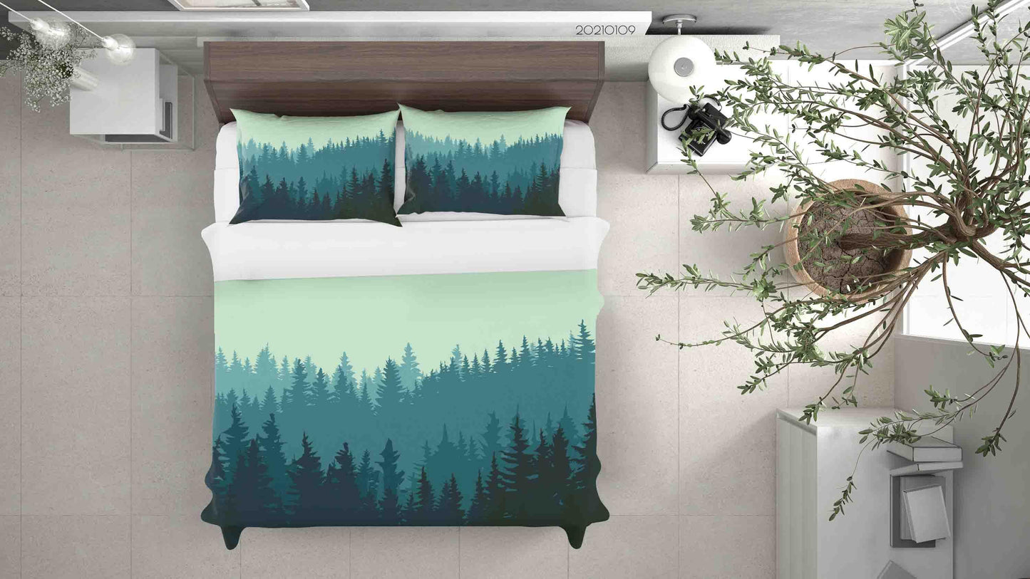 3D Cartoon Green Forest Quilt Cover Set Bedding Set Duvet Cover Pillowcases 14 LQH