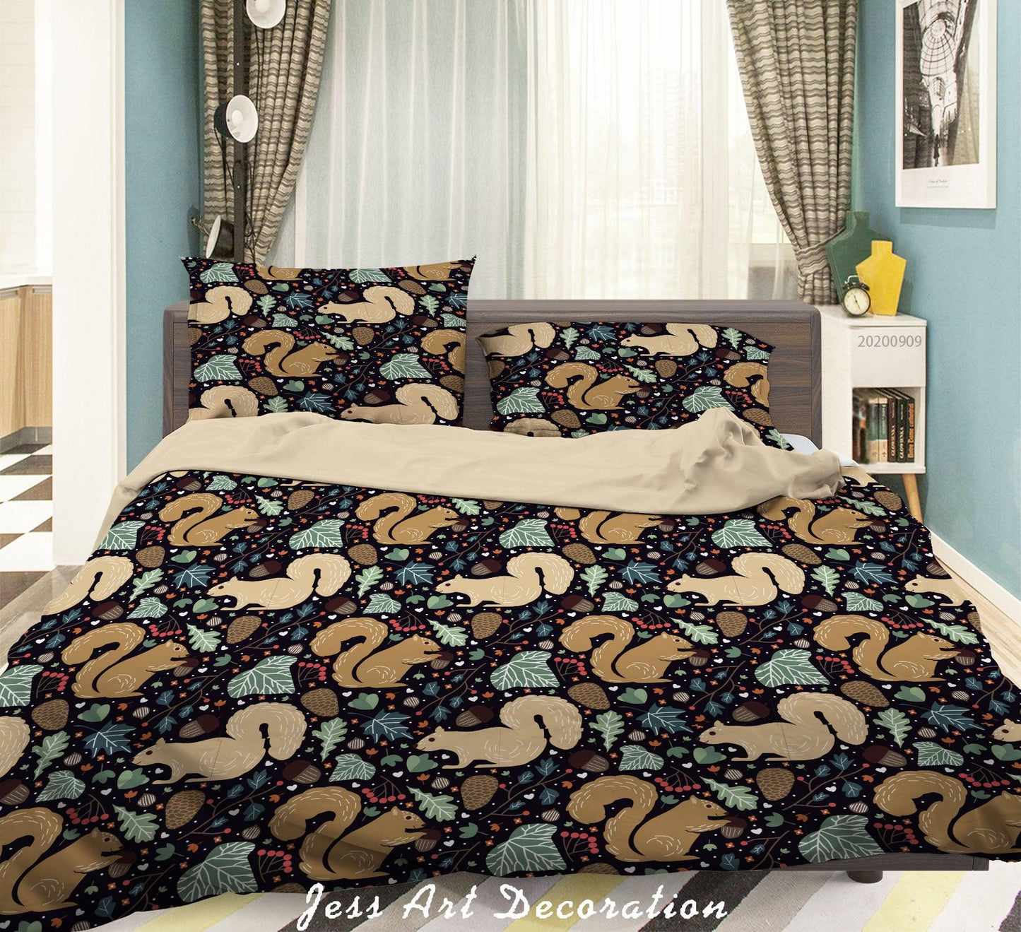 3D Animal Squirrel Pattern Quilt Cover Set Bedding Set Duvet Cover Pillowcases WJ 6097