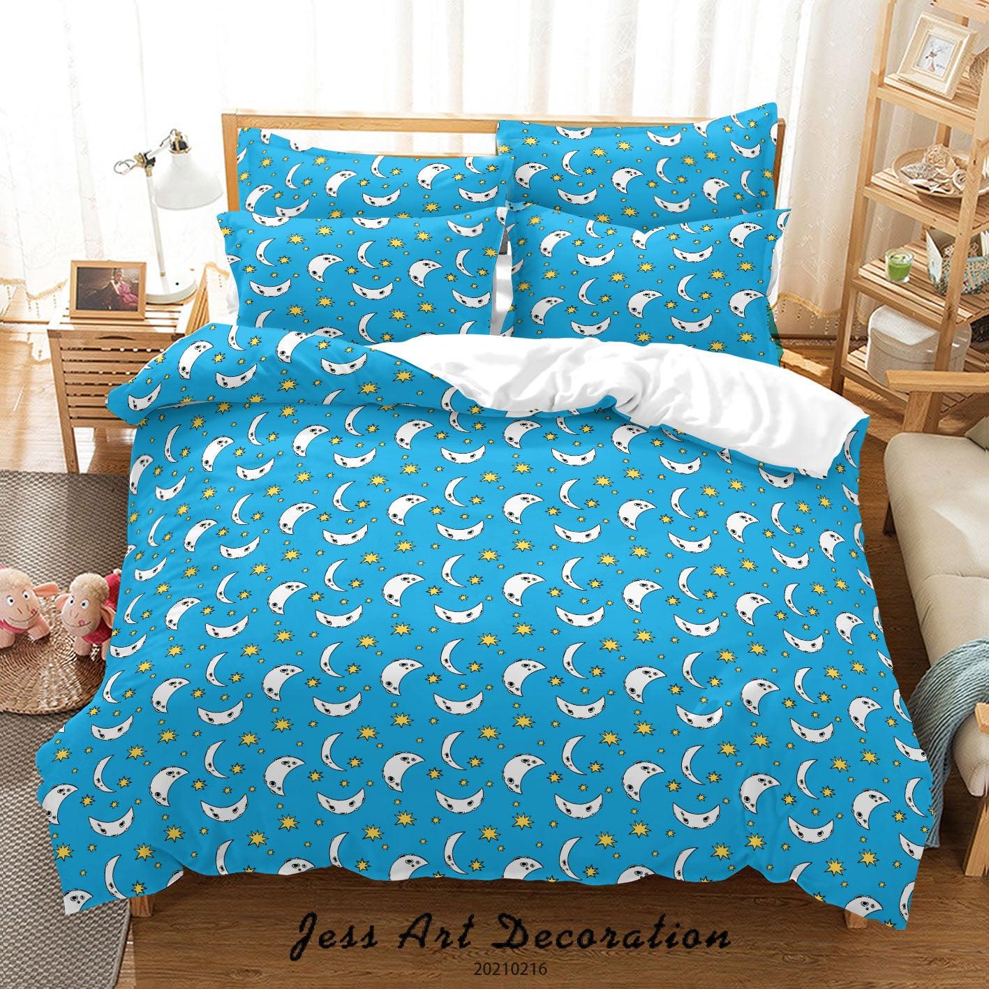 3D Blue Space Planet Moon Quilt Cover Set Bedding Set Duvet Cover Pillowcases 269