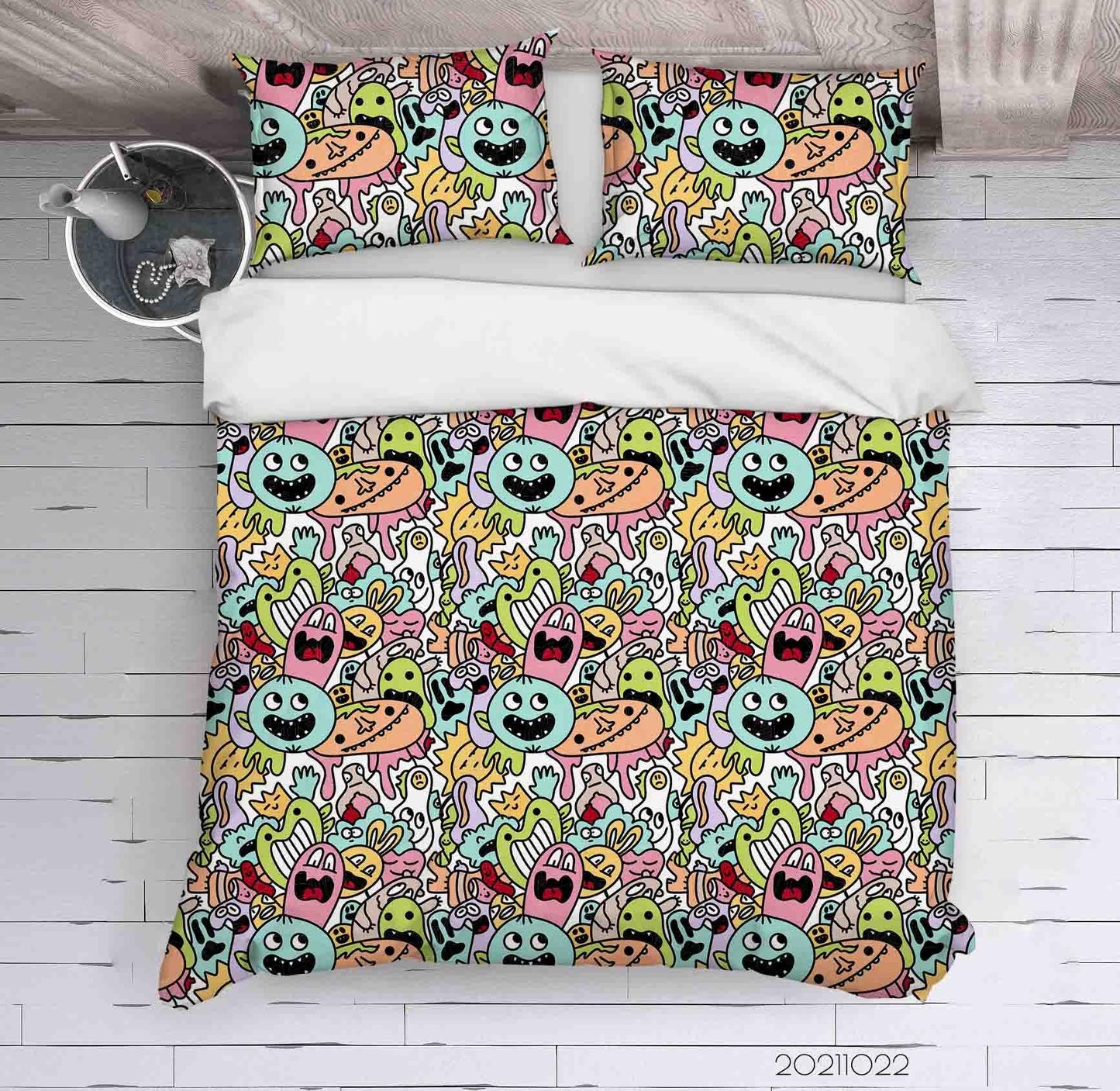 3D Abstract Artistic Color Monster Graffiti uilt Cover Set Bedding Set Duvet Cover Pillowcases 87