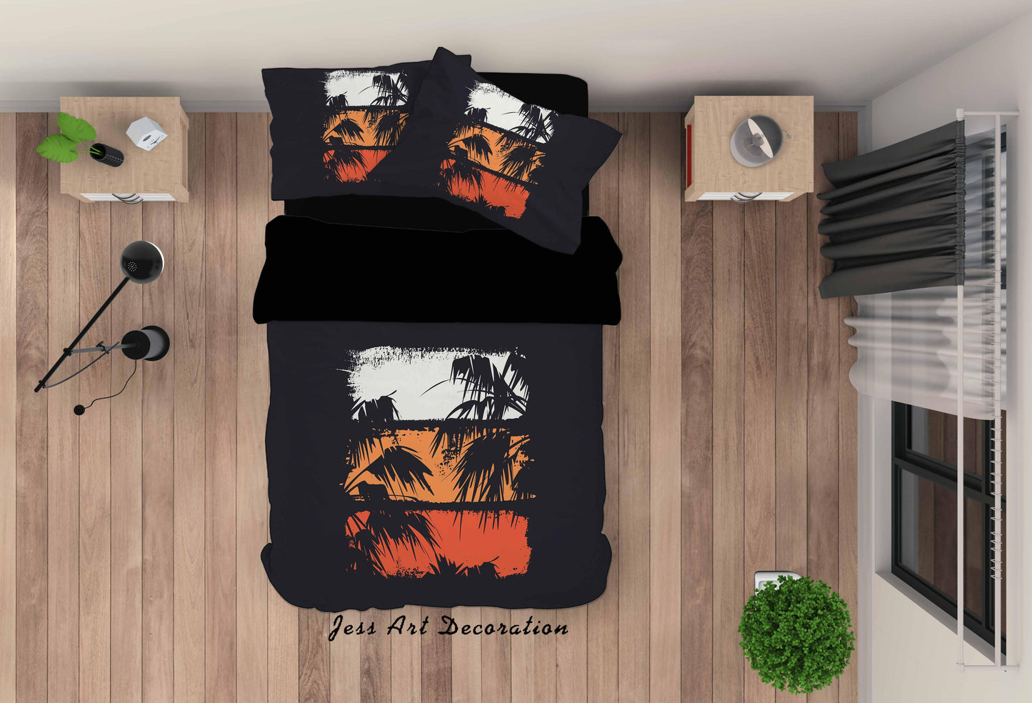 3D Abstract Black Leaf Quilt Cover Set Bedding Set Duvet Cover Pillowcases A108 LQH