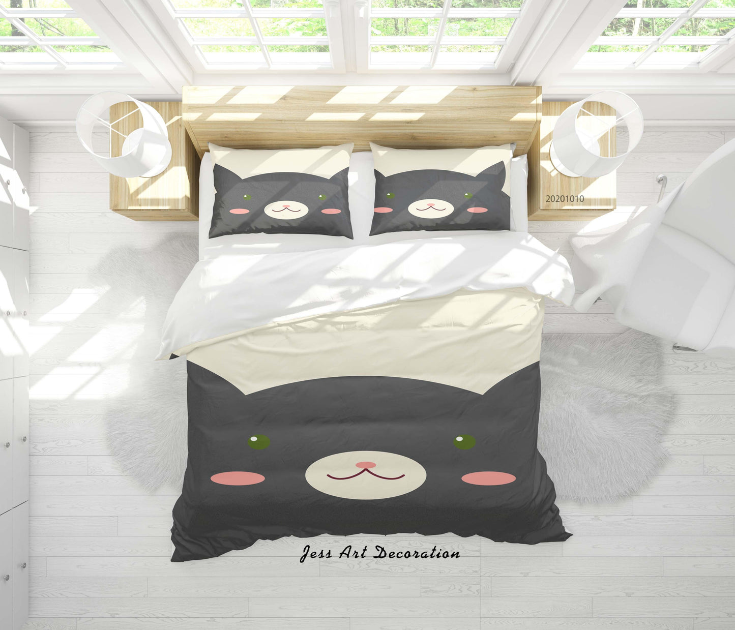 3D Cartoon Cute Animal Bear Quilt Cover Set Bedding Set Duvet Cover Pillowcases WJ 9532