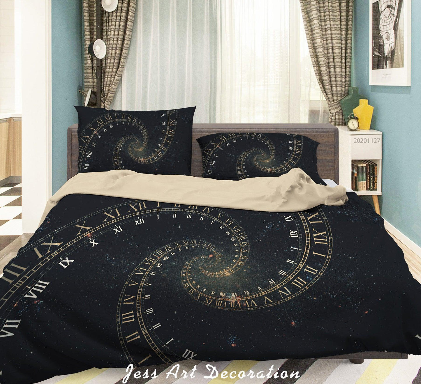3D Abstract Space Composition Time Black Quilt Cover Set Bedding Set Duvet Cover Pillowcases LXL